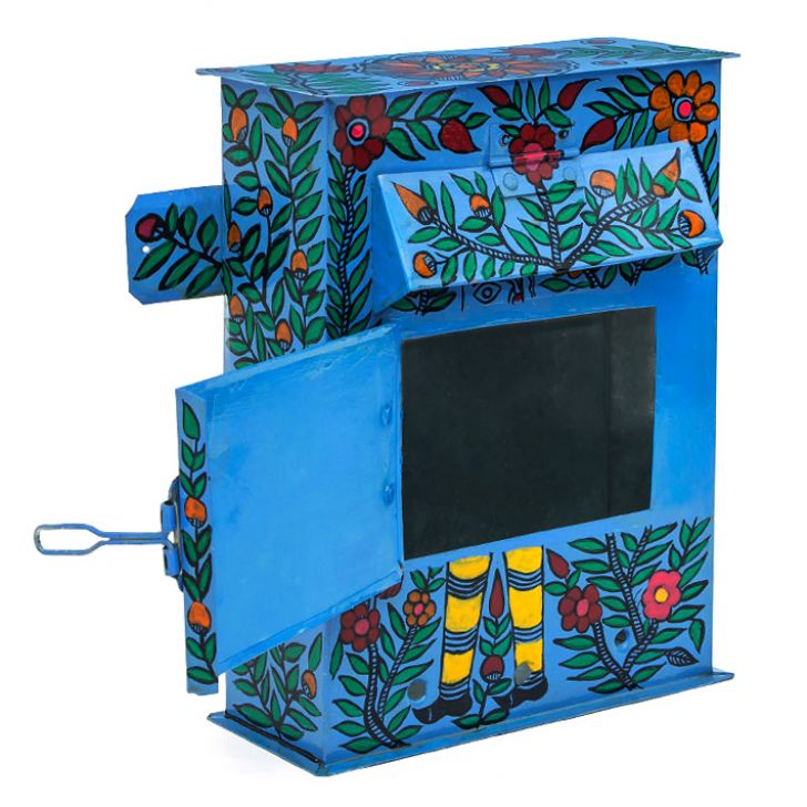 Hand Painted Postbox: Blue Post Man