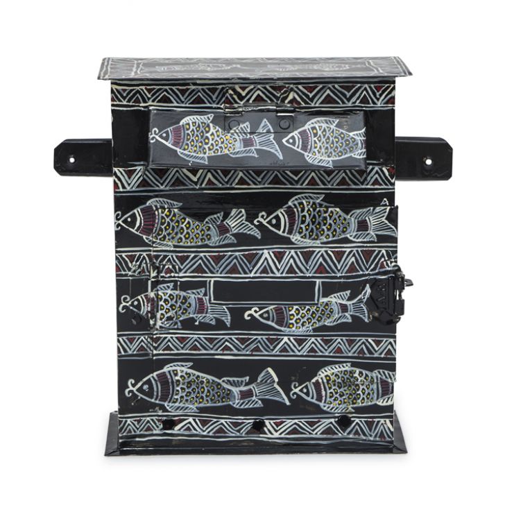 Hand Painted Letter Box - Black Fishes