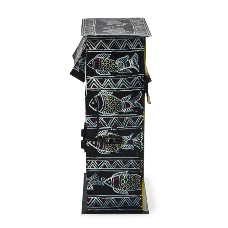 Hand Painted Letter Box - Black Fishes