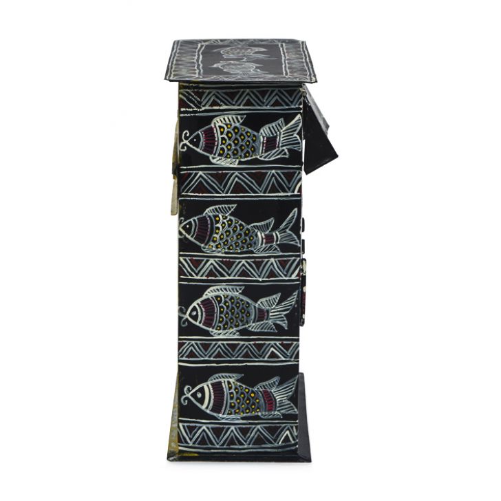 Hand Painted Letter Box - Black Fishes