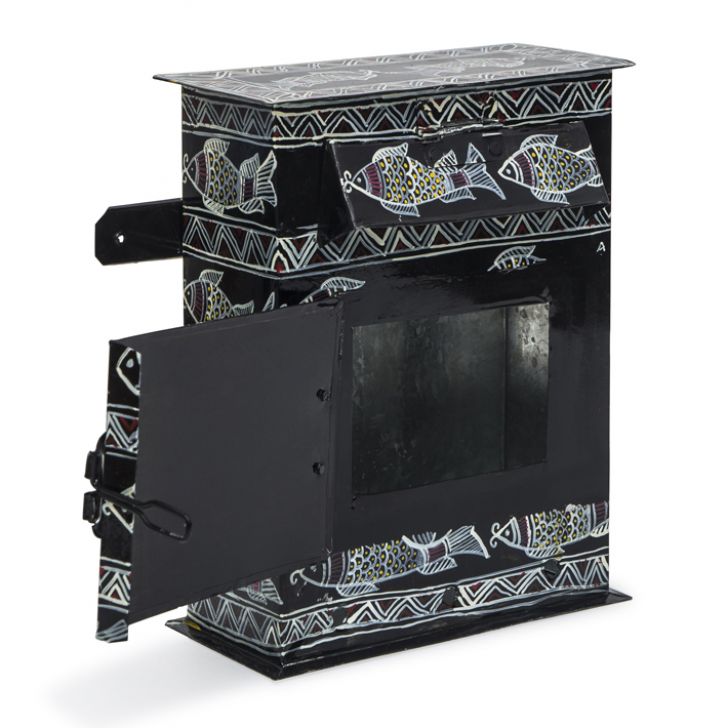 Hand Painted Letter Box - Black Fishes
