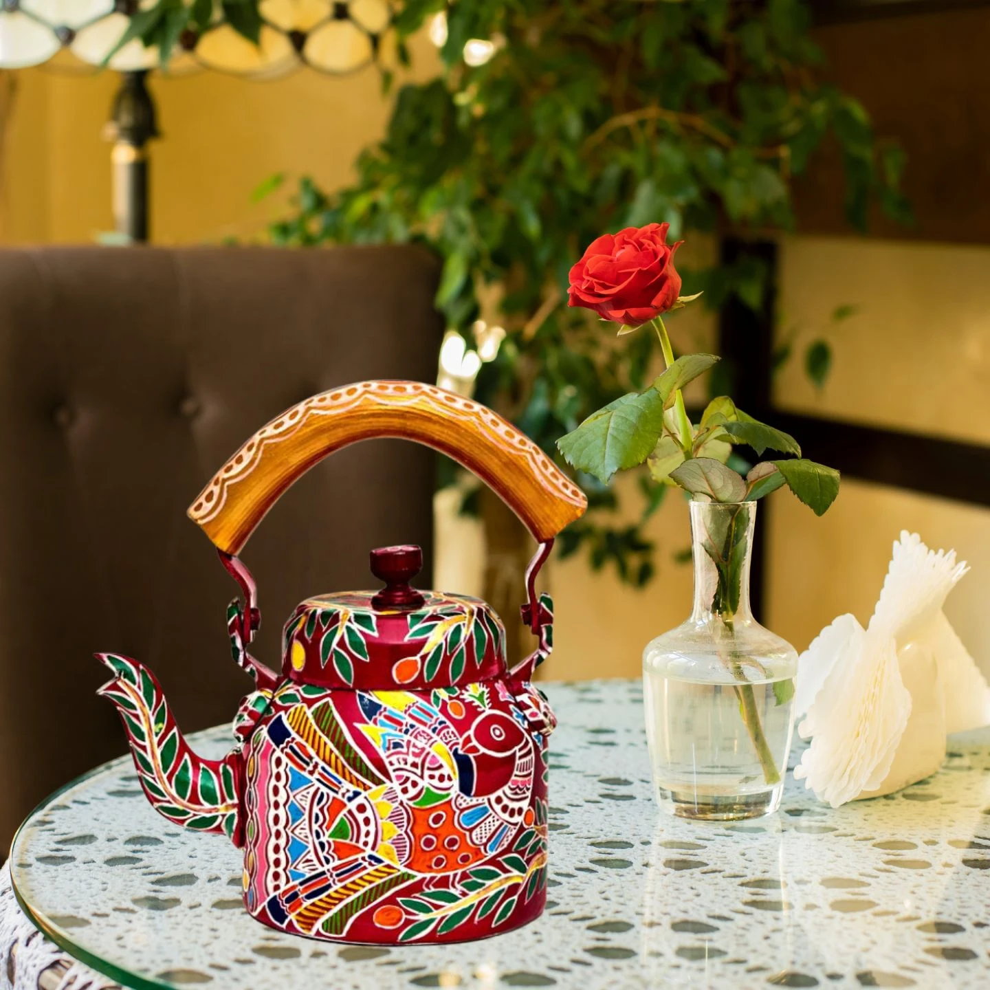 MAYURI | Hand-Painted Tea Kettle | Aluminium 750 ml