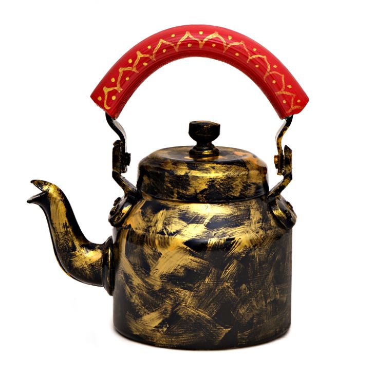 Charming Hand-Painted Teapot for Tea Lovers: Black Antiqua Charming Hand-Painted Teapot for Tea Lovers: Black Antiqua