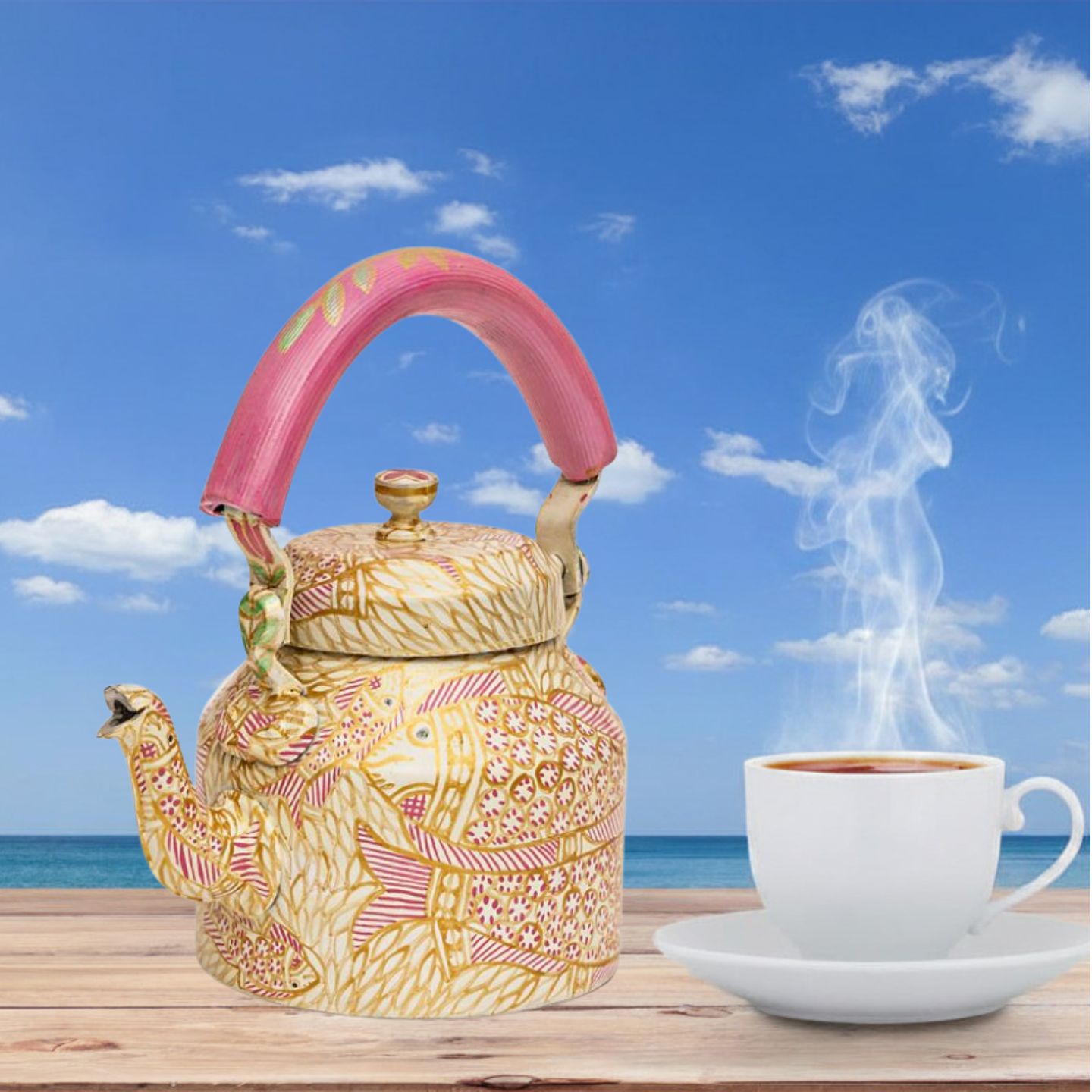 Hand-Painted Teapot for Tea Lovers: Pink Pond