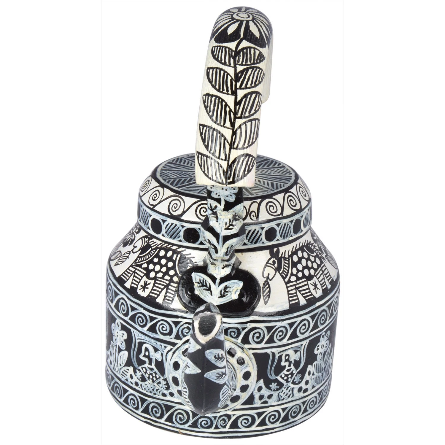 Hand-Painted Madhubani Tea Kettle – Aluminium 750 ml | Indian Folk Art Teapot