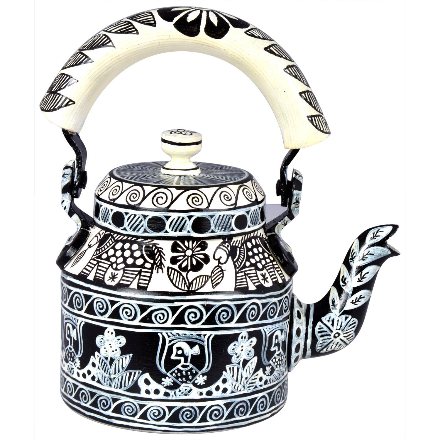 Charming Hand-Painted Teapot for Tea Lovers : B & W Charming Hand-Painted Teapot for Tea Lovers : B & W