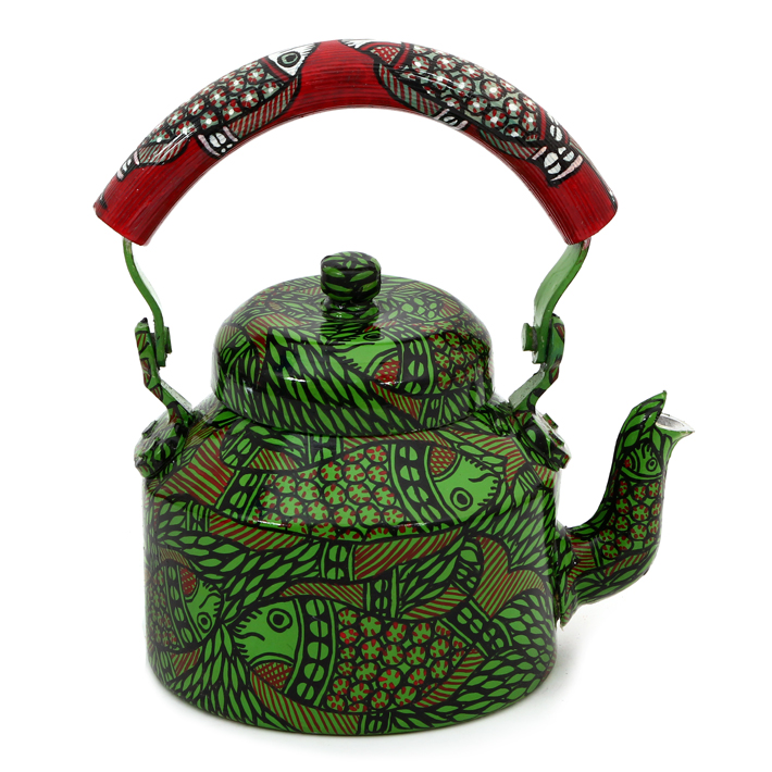 Hand-Painted Teapot: GREEN POND