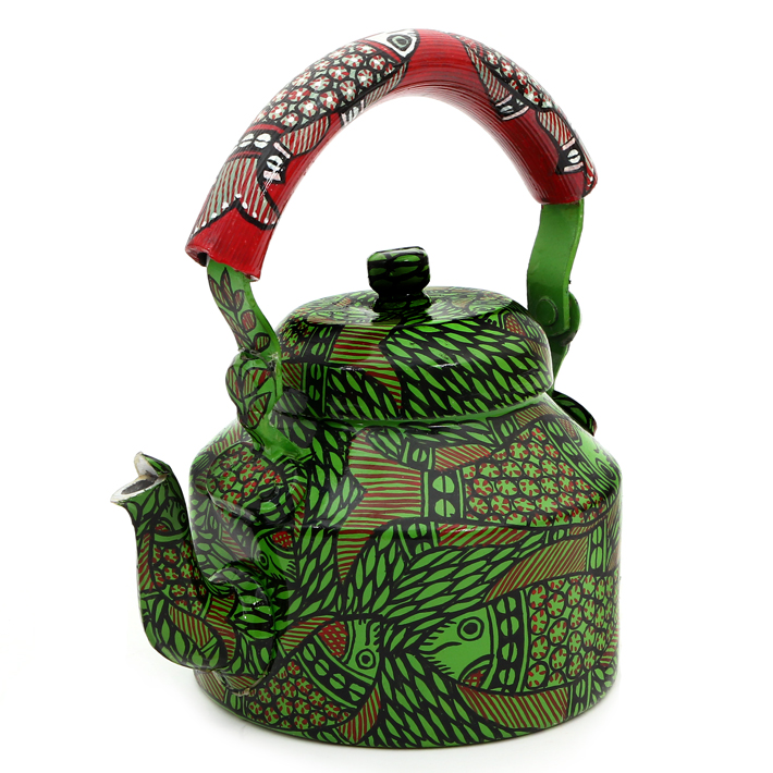 Hand-Painted Teapot: GREEN POND