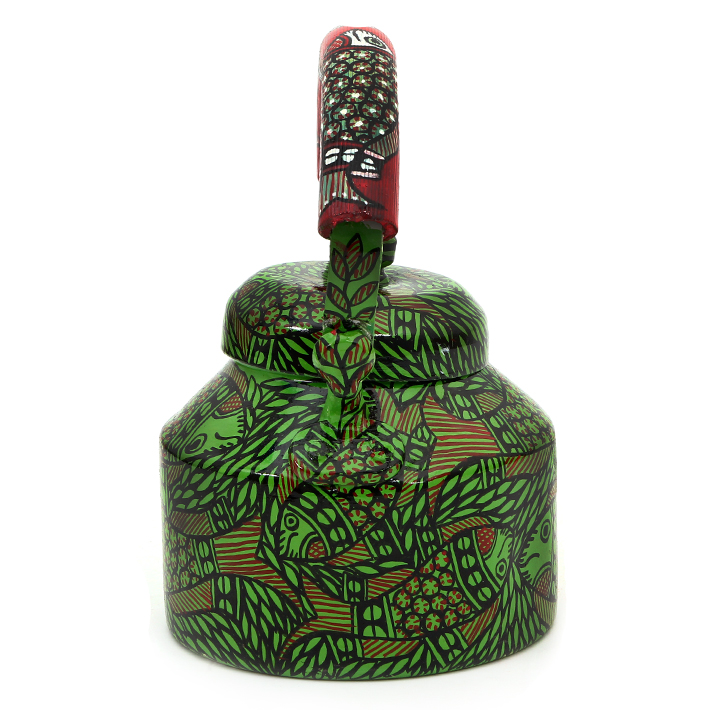 Hand-Painted Teapot: GREEN POND