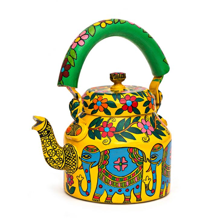 Hand-Painted Teapot: BLUE ELEPHANT