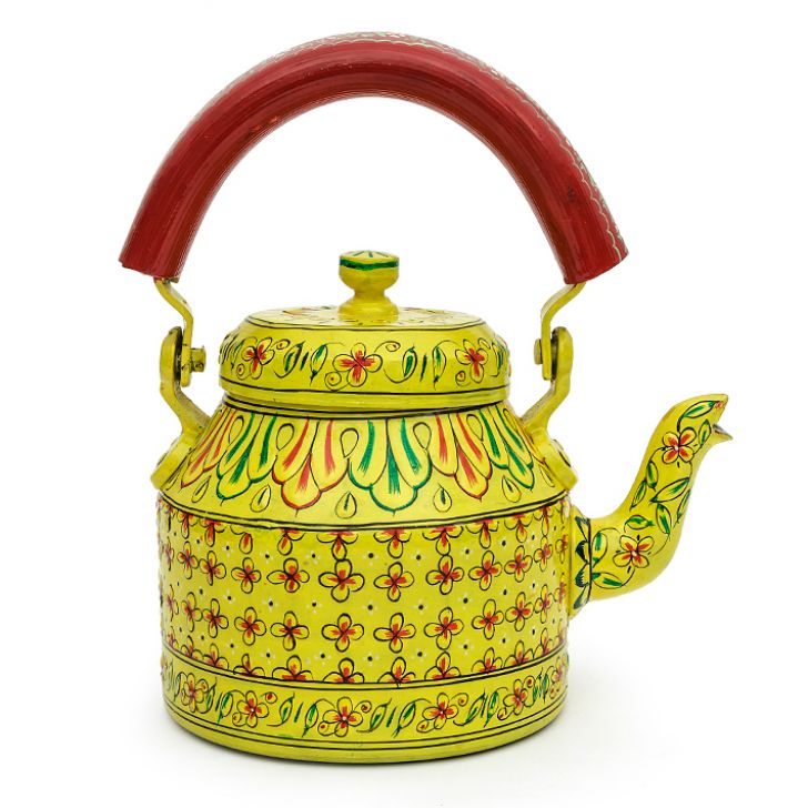 Hand-Painted Teapot: YELLOW GLITZY