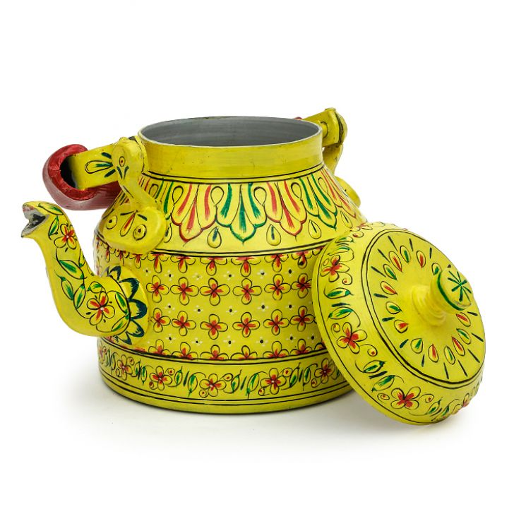 Hand-Painted Teapot: YELLOW GLITZY