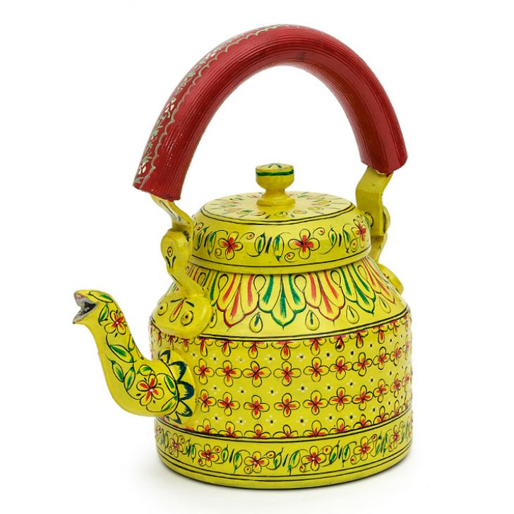 Hand-Painted Teapot: YELLOW GLITZY