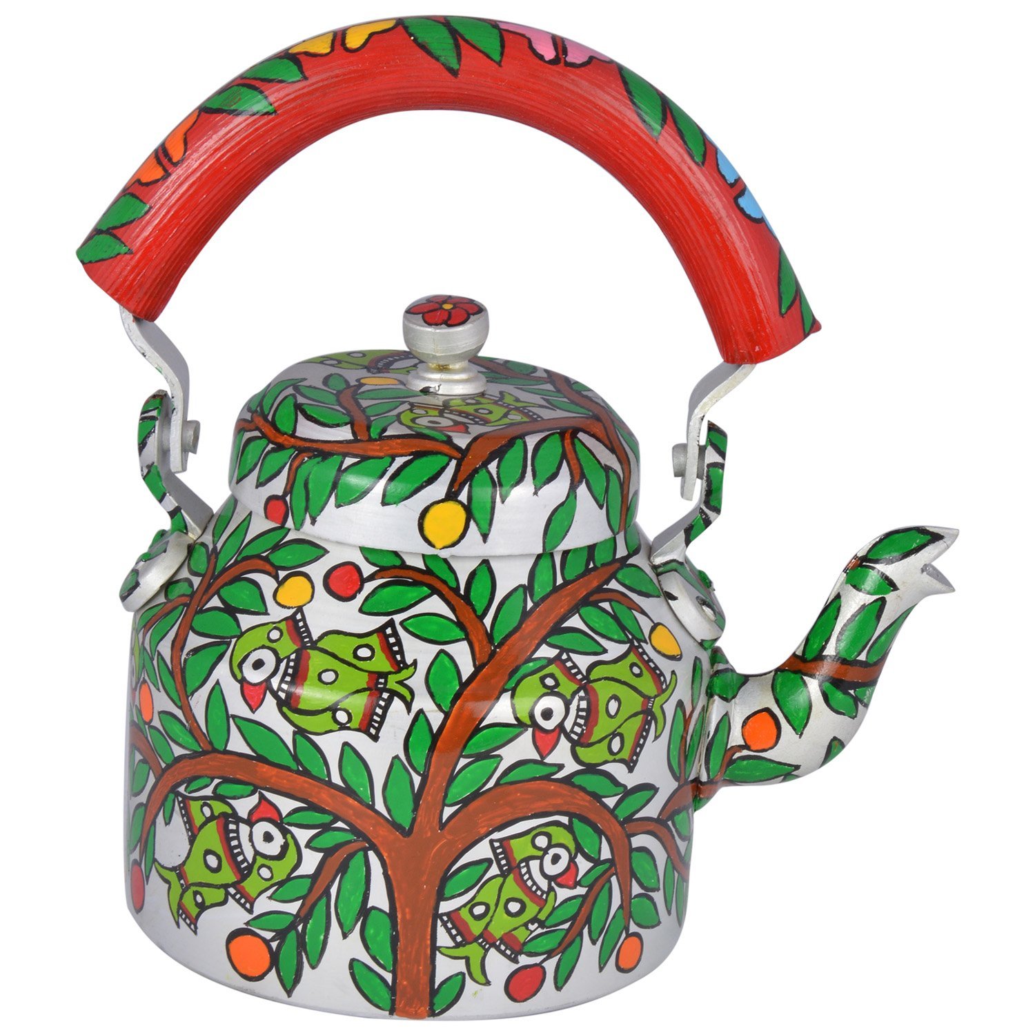 Hand-Painted TeapotE : PARROTS ON THE TREE