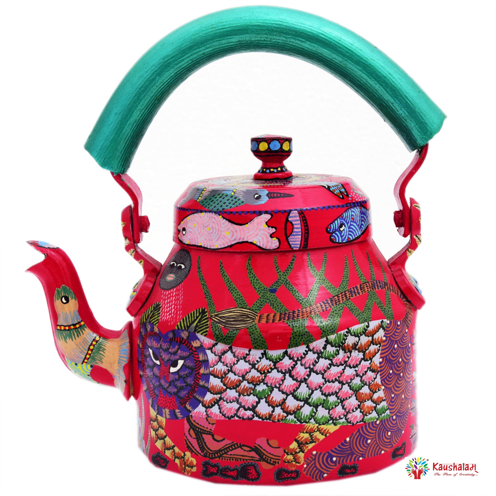 Hand-Painted Teapot: Gond Art