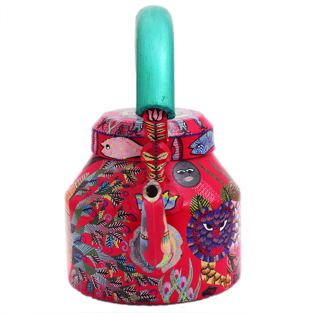 Hand-Painted Teapot: Gond Art