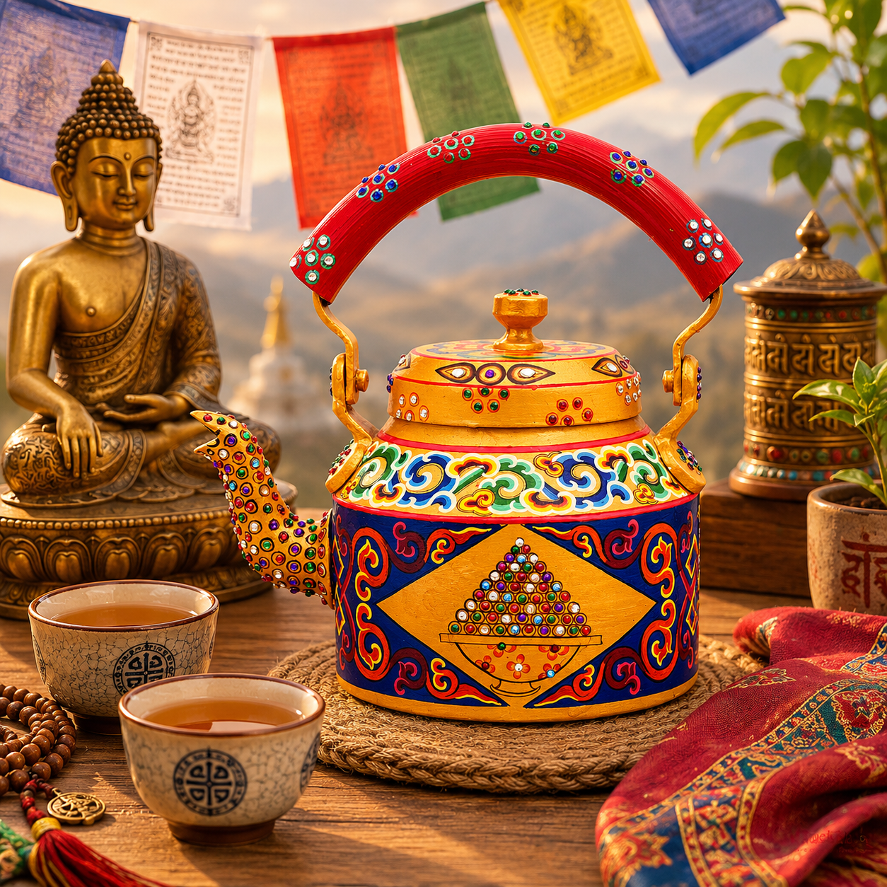 Hand-Painted Teapot : Ladakhi