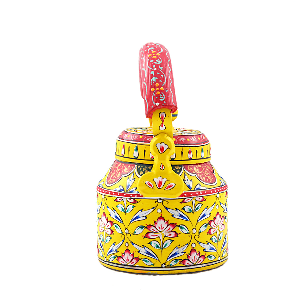 Elegant Hand-Painted Tea Kettle - Unique Artisan Design in Food-Grade Metal