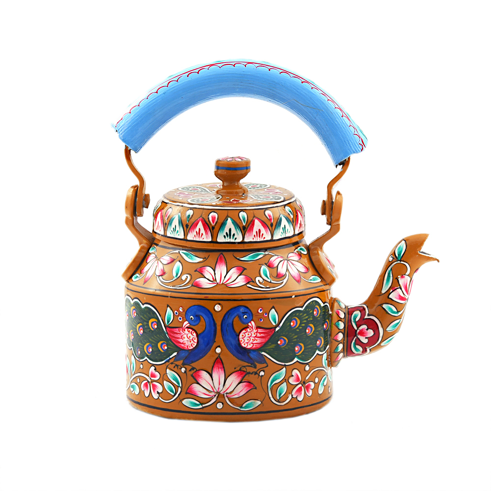 "Artisan Hand-Painted Tea Kettle – Food-Grade Metal Elegance"