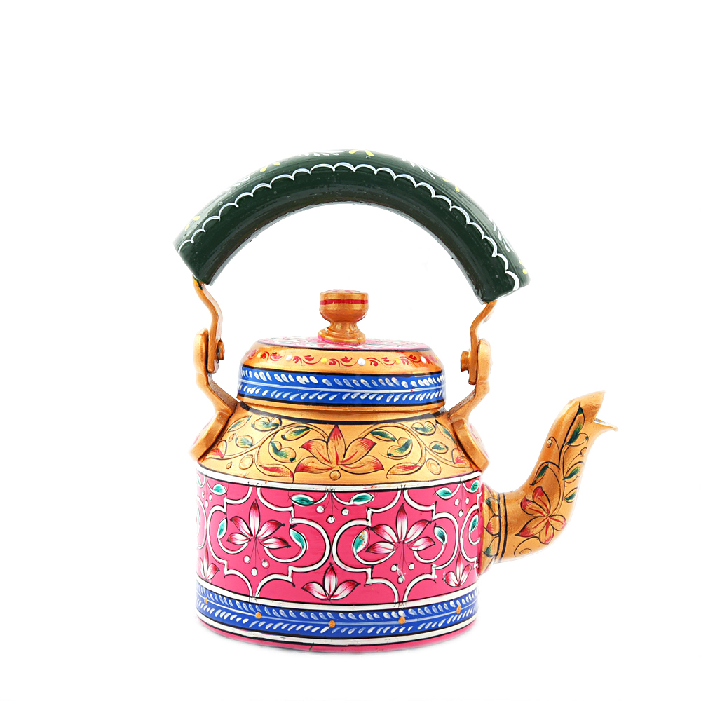 "Vibrant Hand-Painted Tea Kettle – Durable Food-Grade Metal"