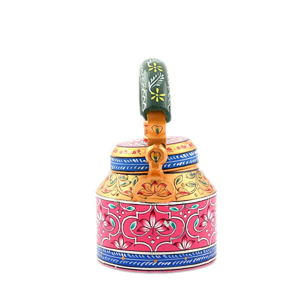 "Vibrant Hand-Painted Tea Kettle – Durable Food-Grade Metal"