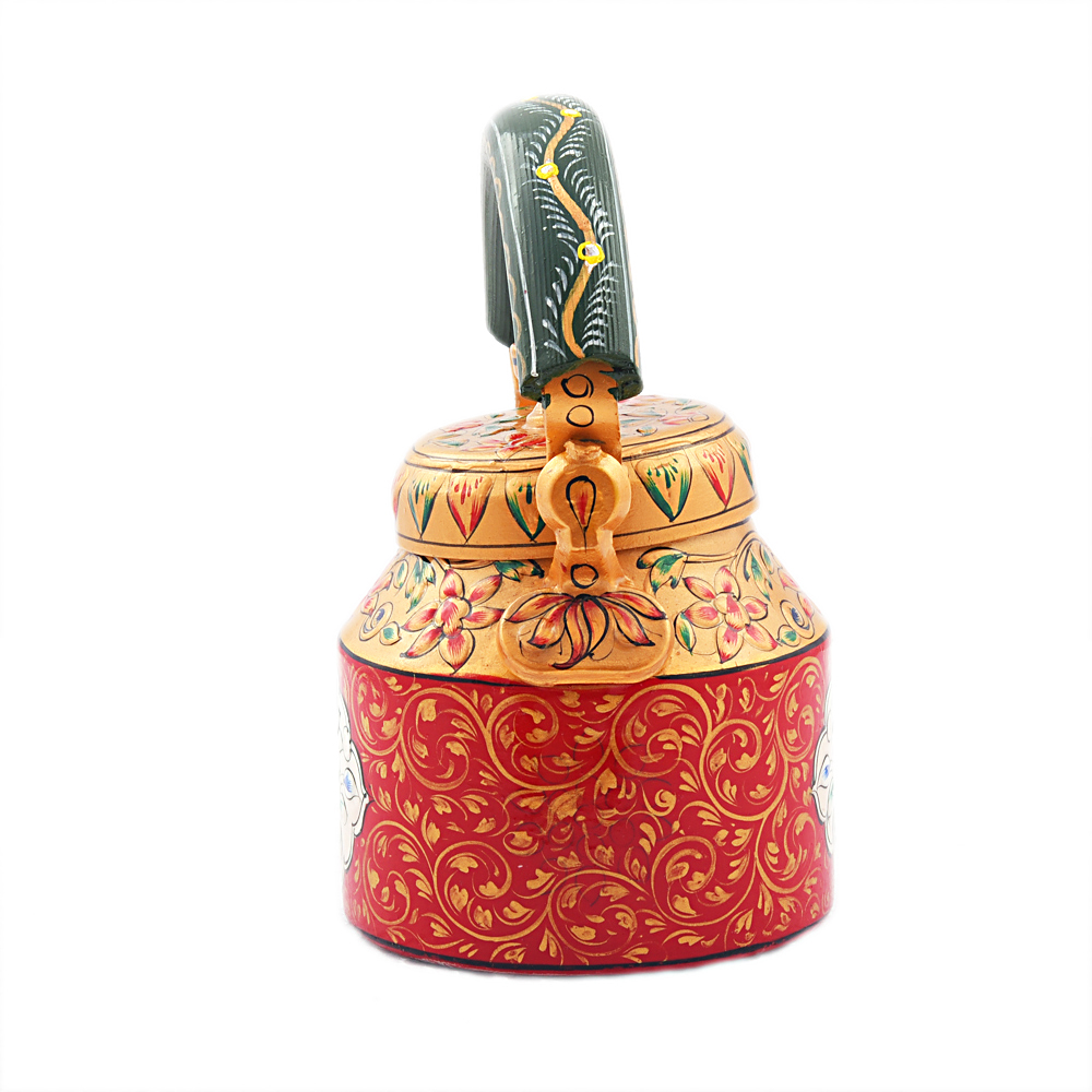 "Unique Handcrafted Tea Kettle – Intricate Painting & Quality Metal"