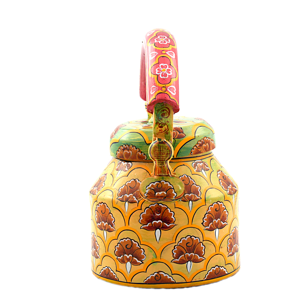 "Charming Hand-Painted Tea Kettle – Crafted from Food-Grade Metal"