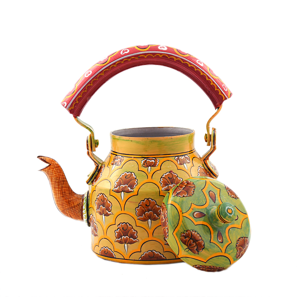 "Charming Hand-Painted Tea Kettle – Crafted from Food-Grade Metal"