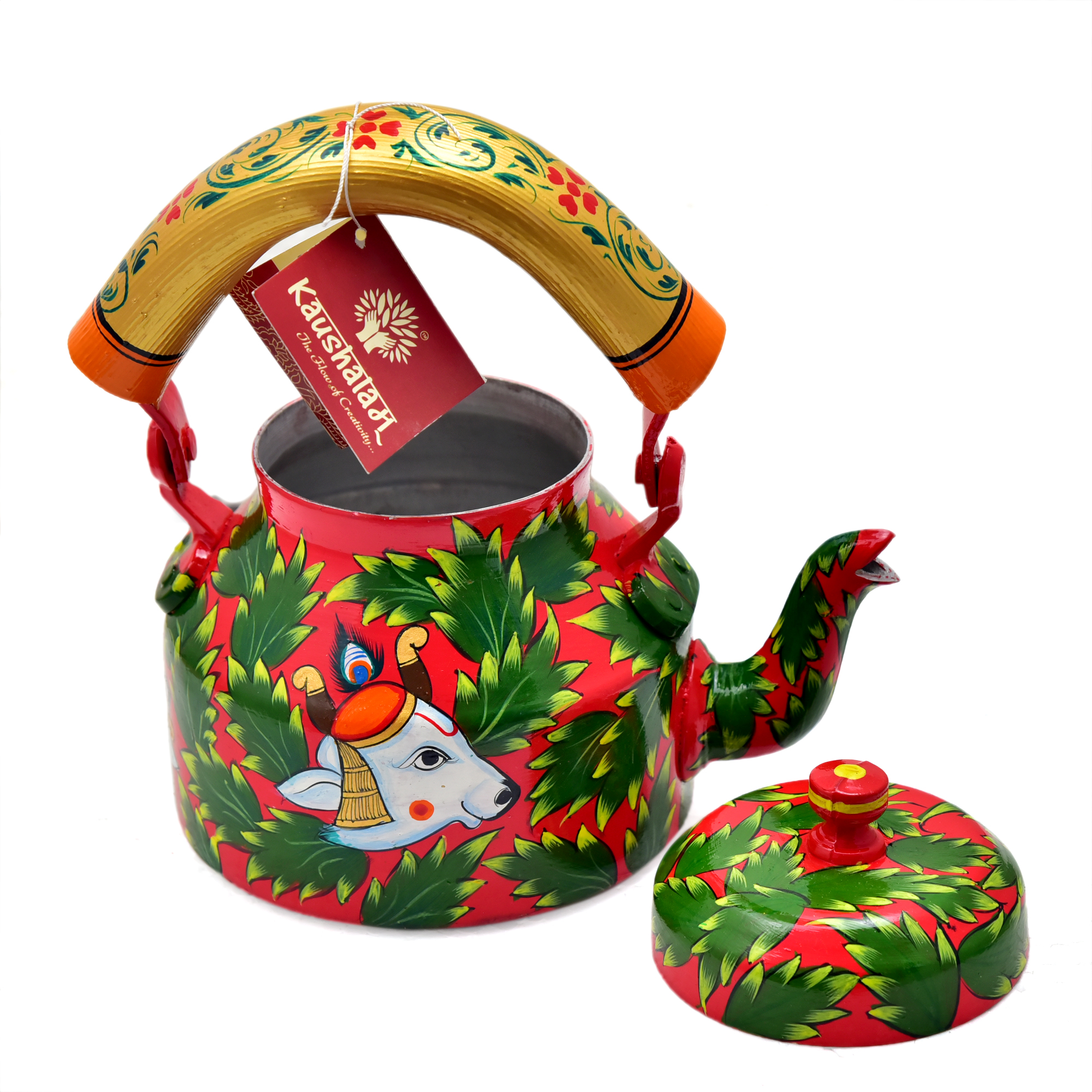 "Hand-Painted Tea Kettle – Bright Colors and Food-Grade Durability"
