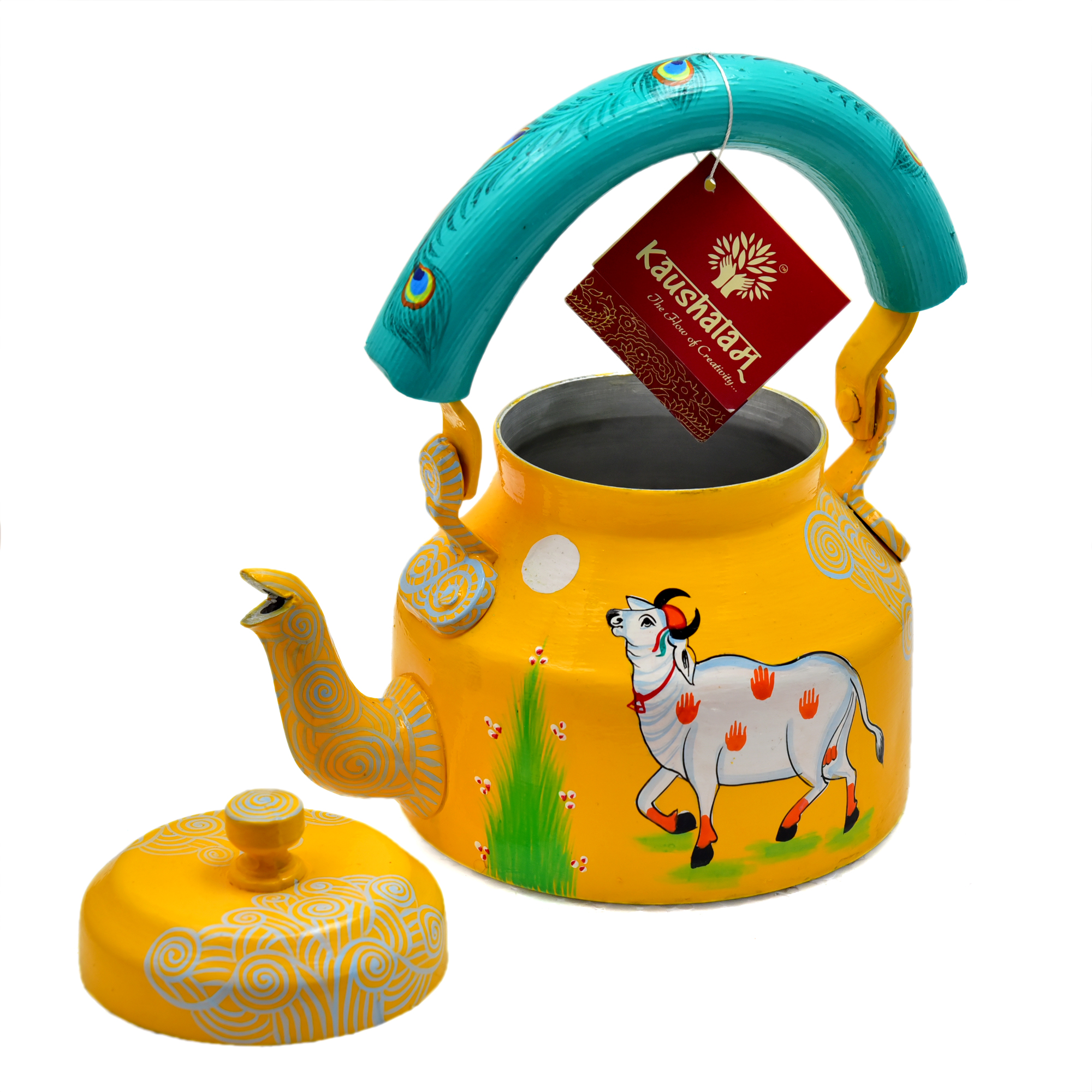 "Intricate Pattern Hand-Painted Tea Kettle – Food-Safe Design"