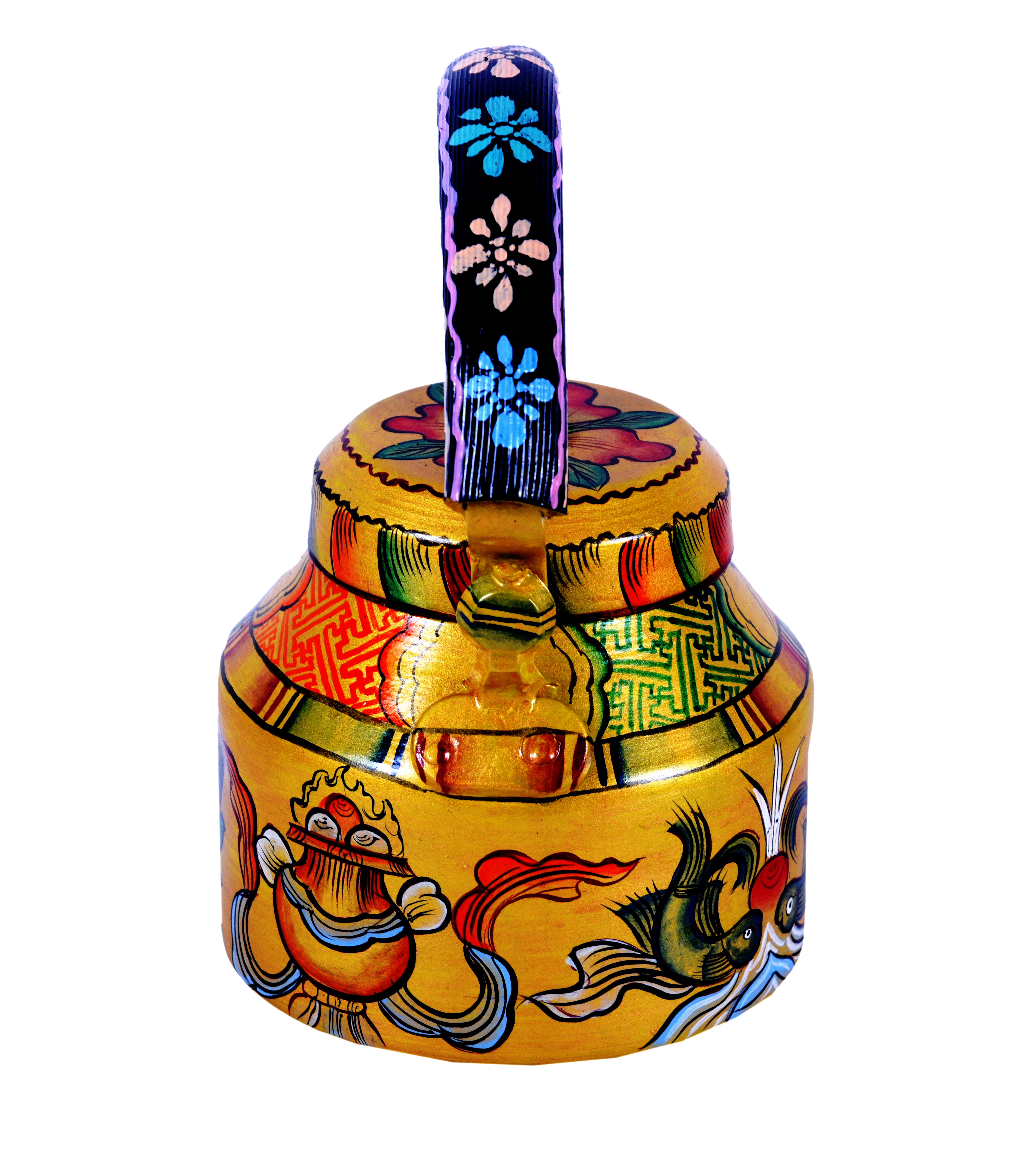"Beautiful Hand-Painted Kettle – Unique Artisan Creation"