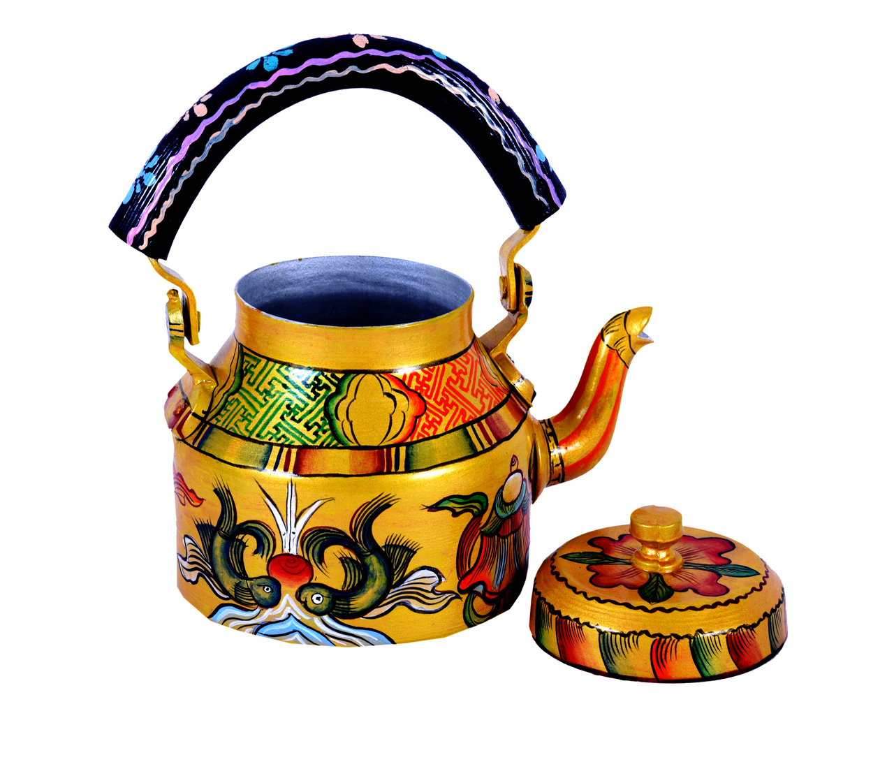 "Beautiful Hand-Painted Kettle – Unique Artisan Creation"