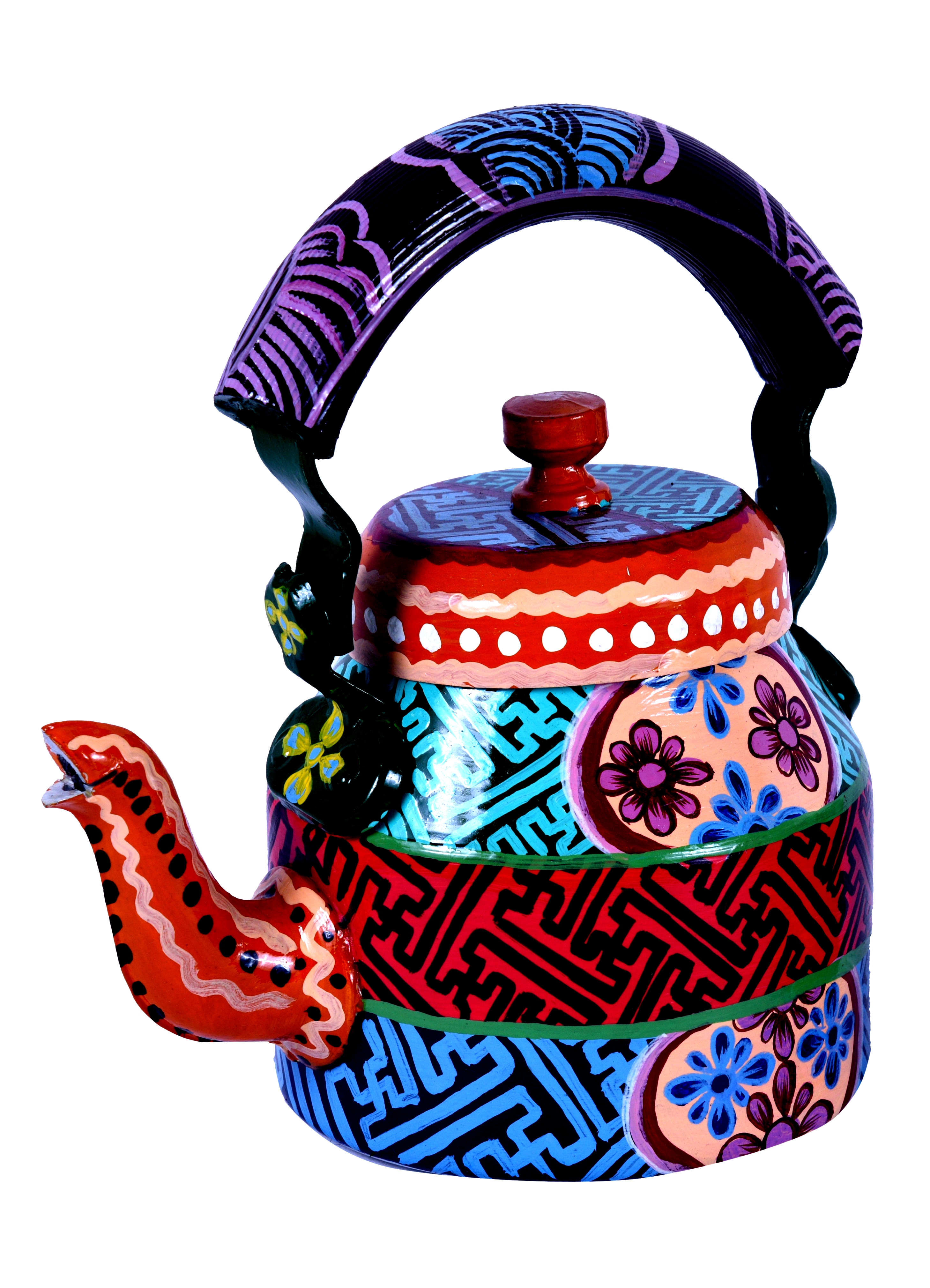 "Elegant Handcrafted Kettle – Bright, Intricate Hand-Painted Style"