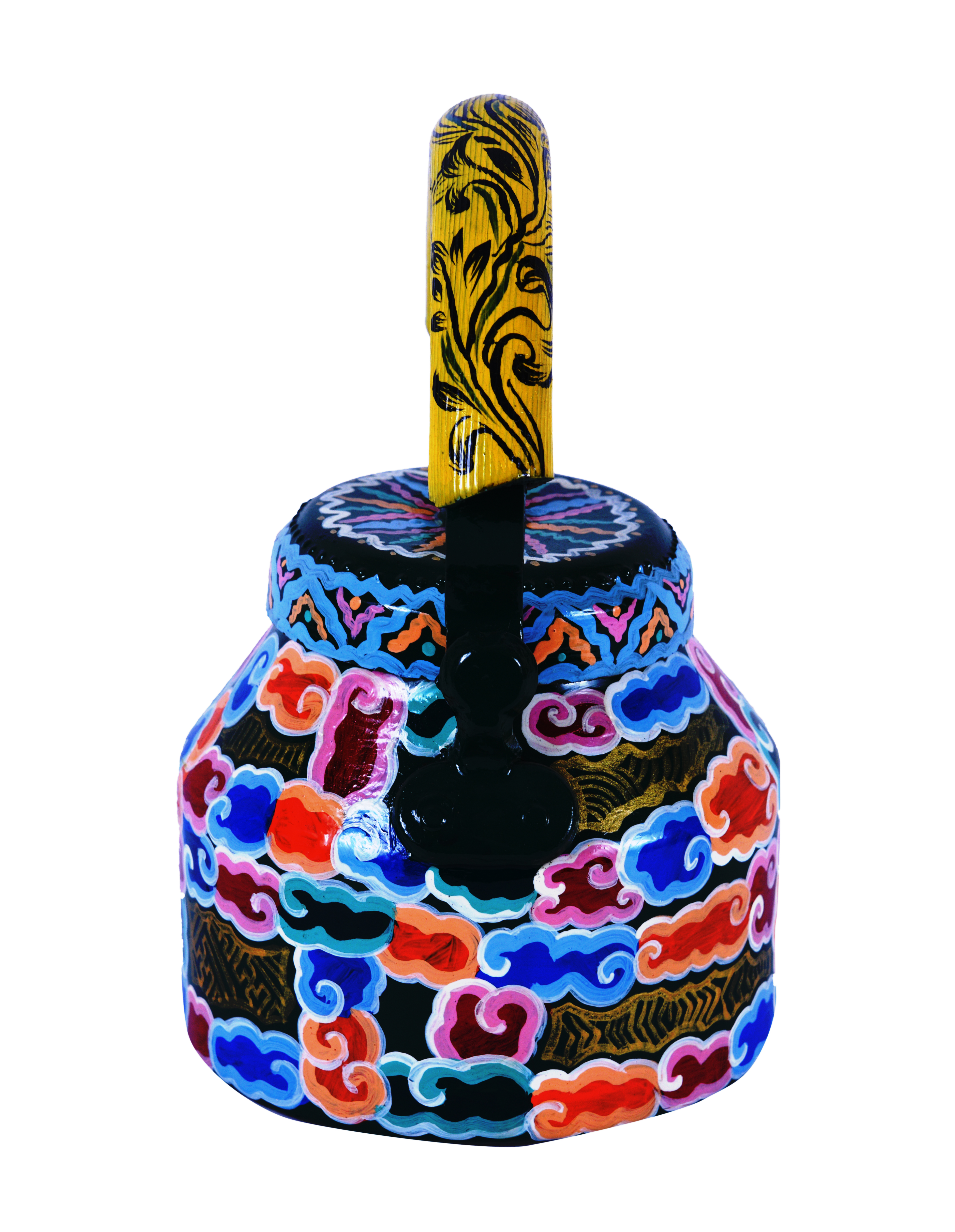 "Hand-Painted Delight: Unique Tea Kettle in Food-Safe Metal"