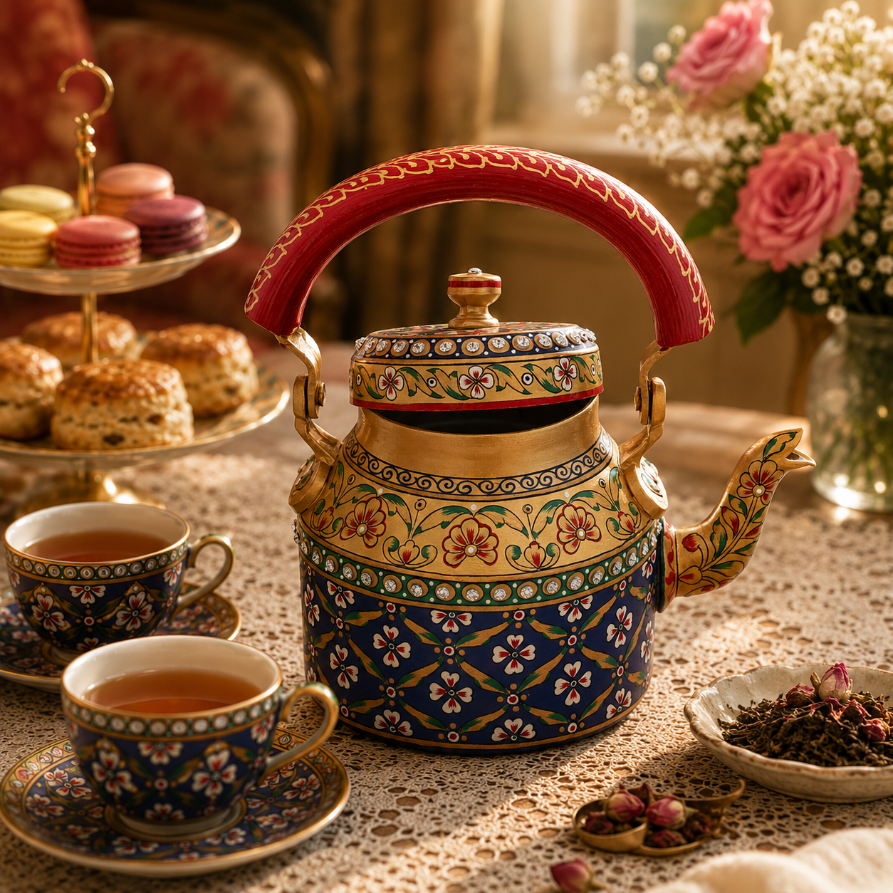 Stunning Hand-Painted Tea Kettle – Food-Grade Beauty
