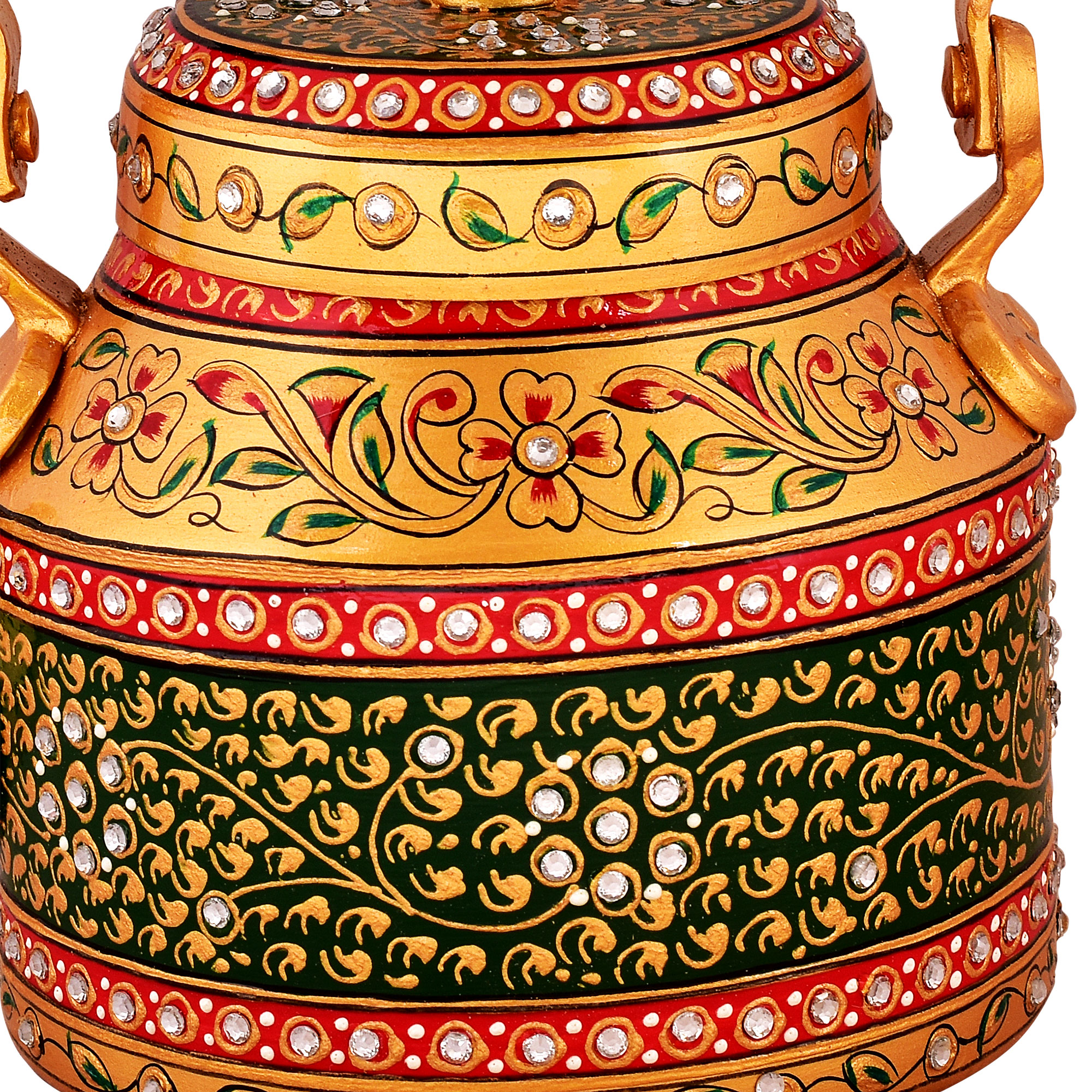 Hand-Painted Tea Kettle – Green & Gold