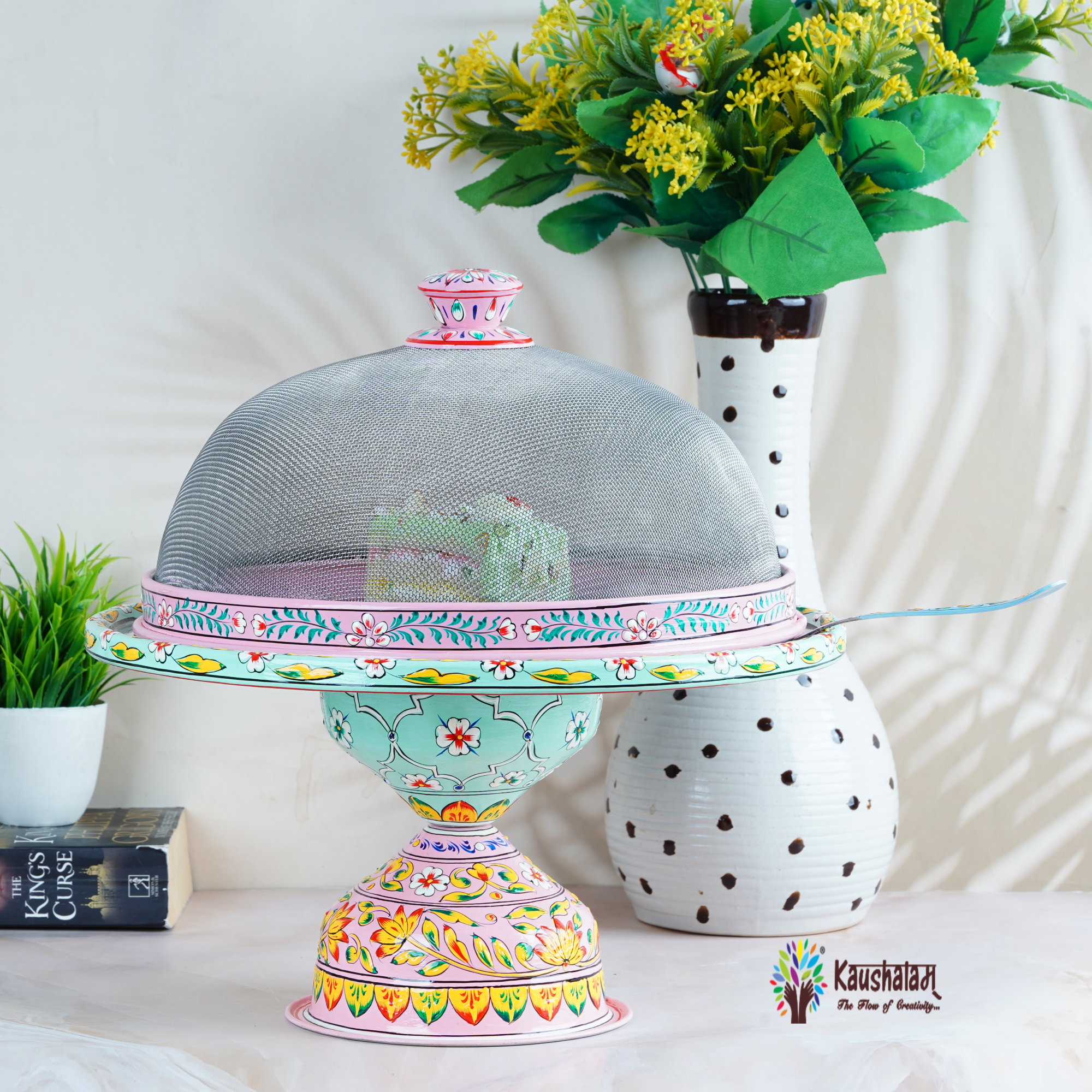 Hand Painted Dome and Cake stand Hand Painted Dome and Cake stand