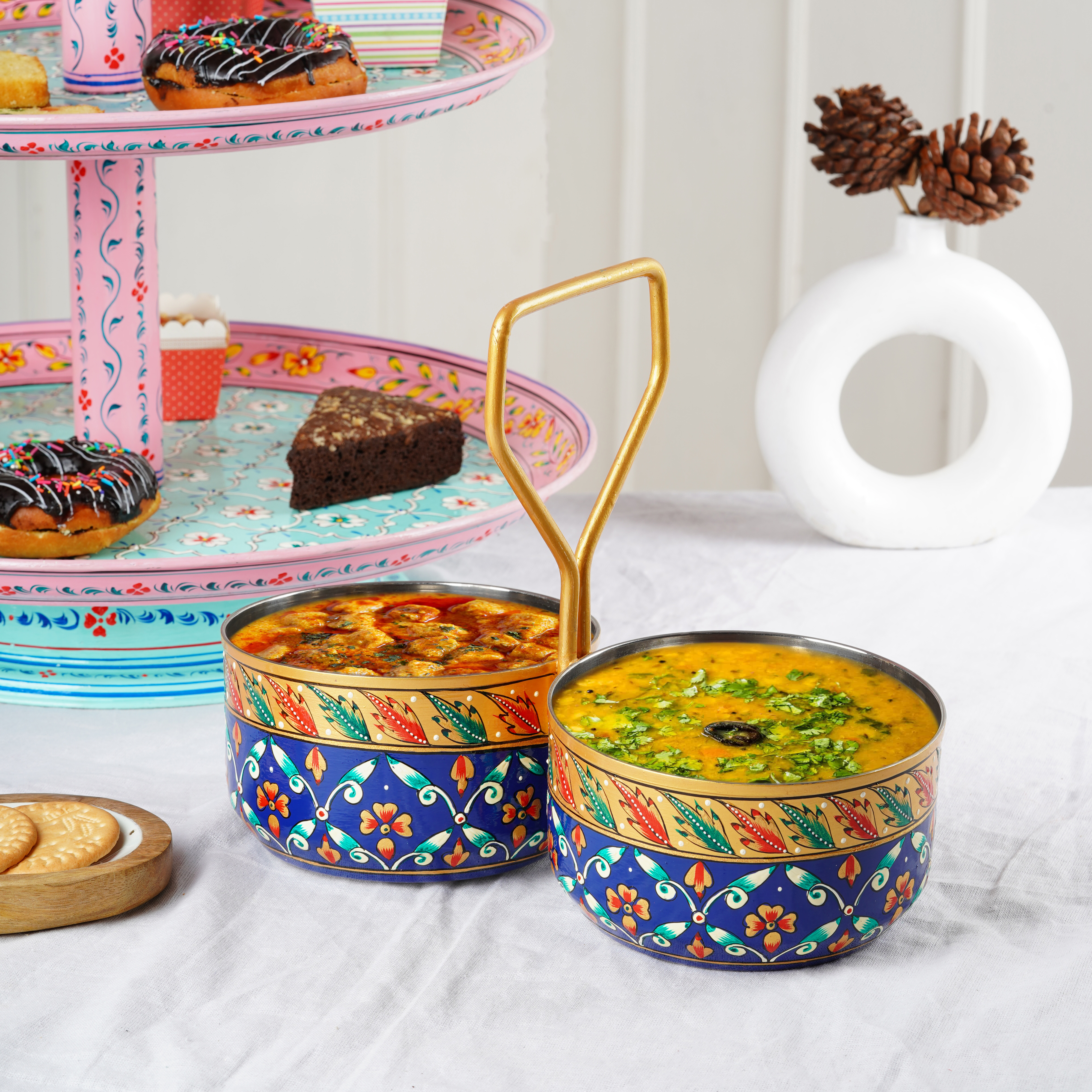 Vegetable Server 2 bowls With handle