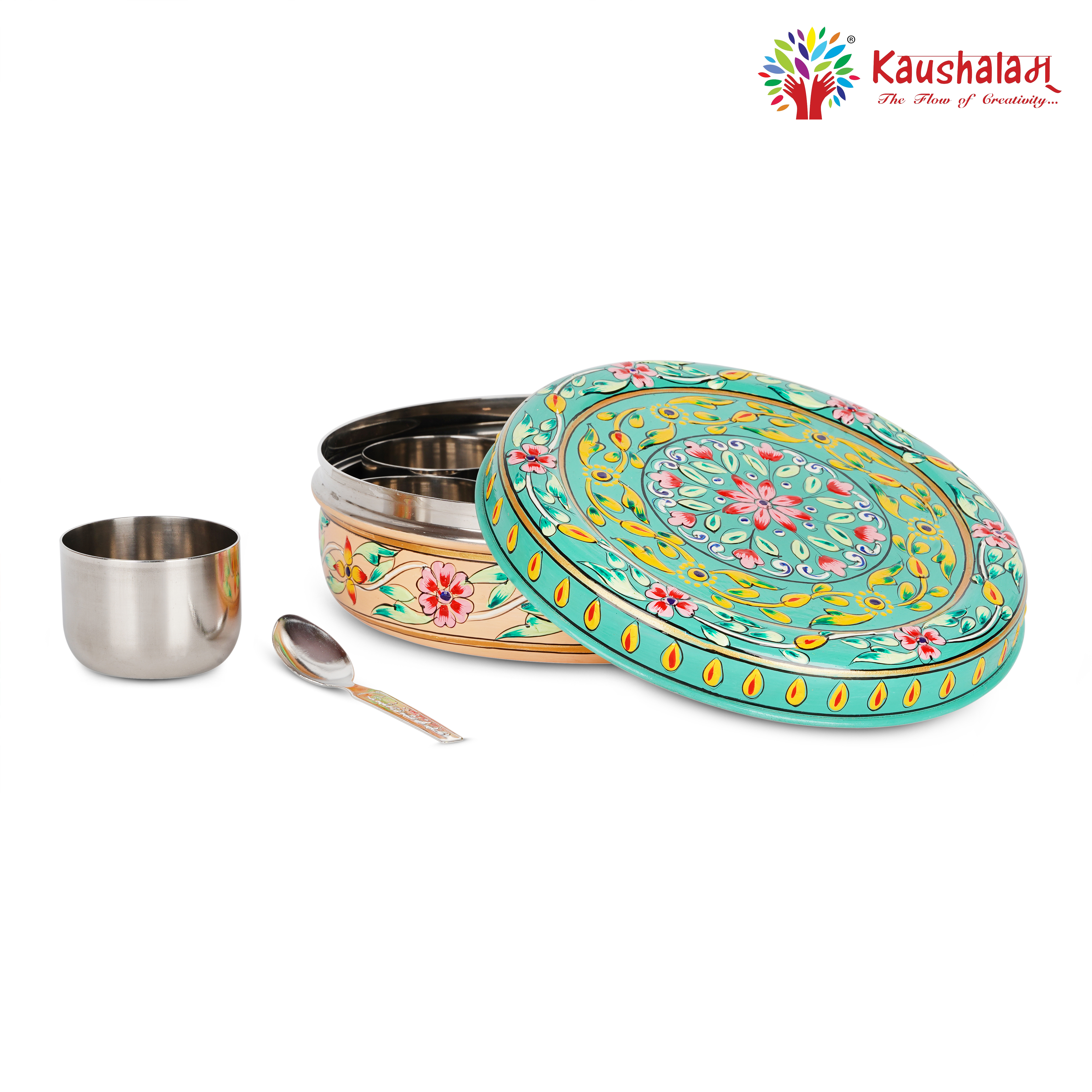 Spice Box 7" : Elegant Peach & Green
