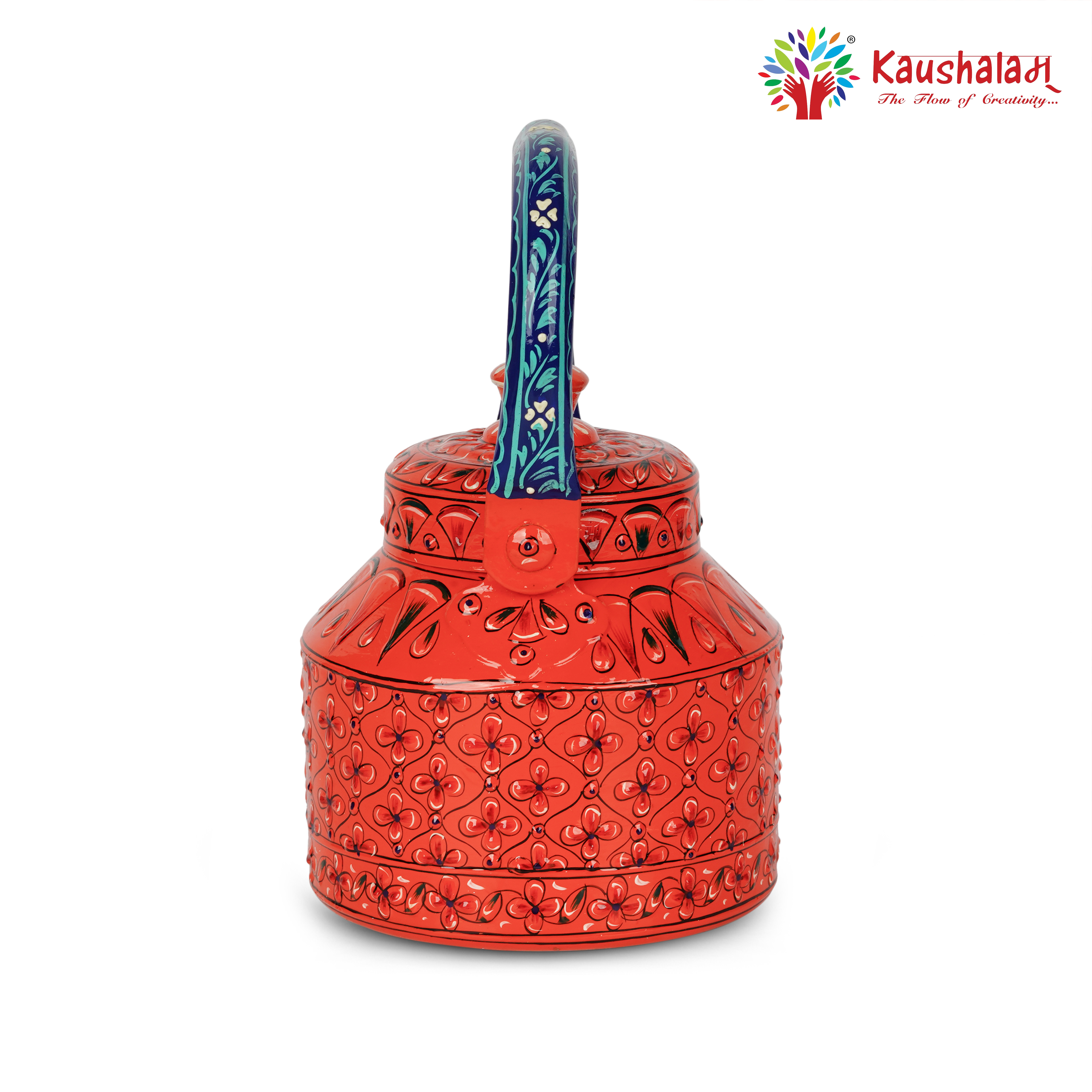 Induction-Friendly Hand-Painted Stainless Steel Tea Kettle with Indian Artwork: Saanjh- The Dusk