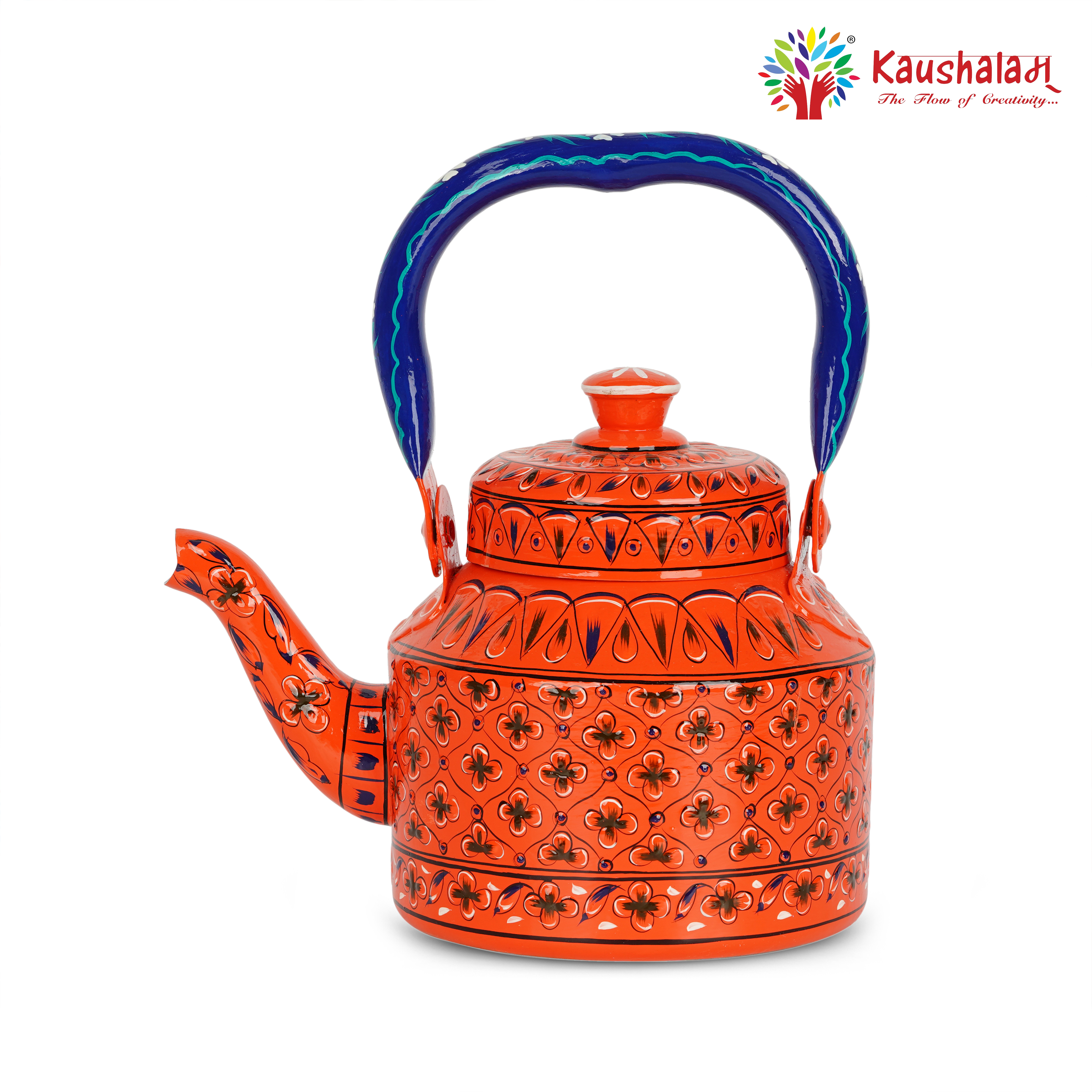 Induction-Friendly Hand-Painted Stainless Steel Tea Kettle with Indian Artwork: Saanjh- The Dusk