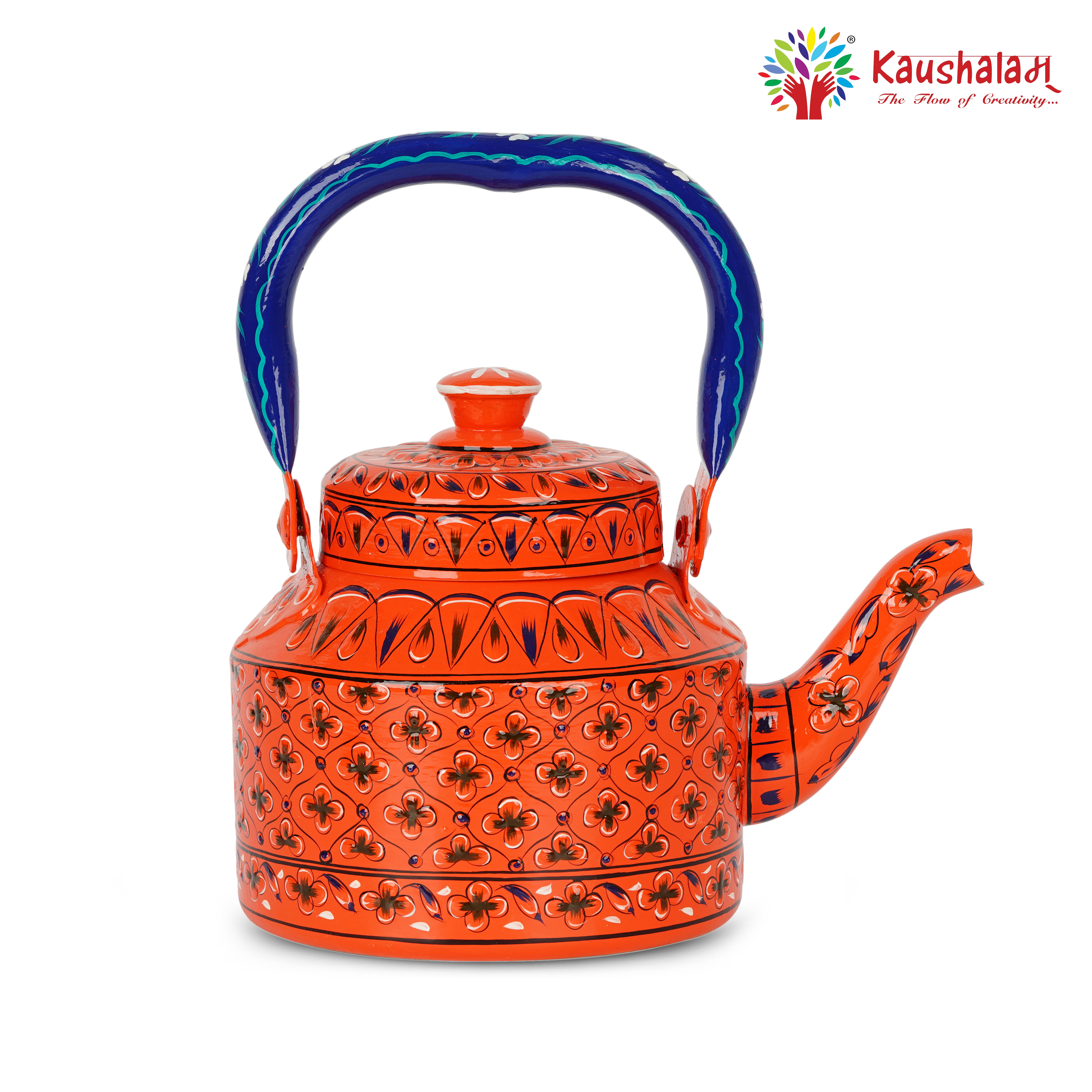 Induction-Friendly Hand-Painted Stainless Steel Tea Kettle with Indian Artwork: Saanjh- The Dusk