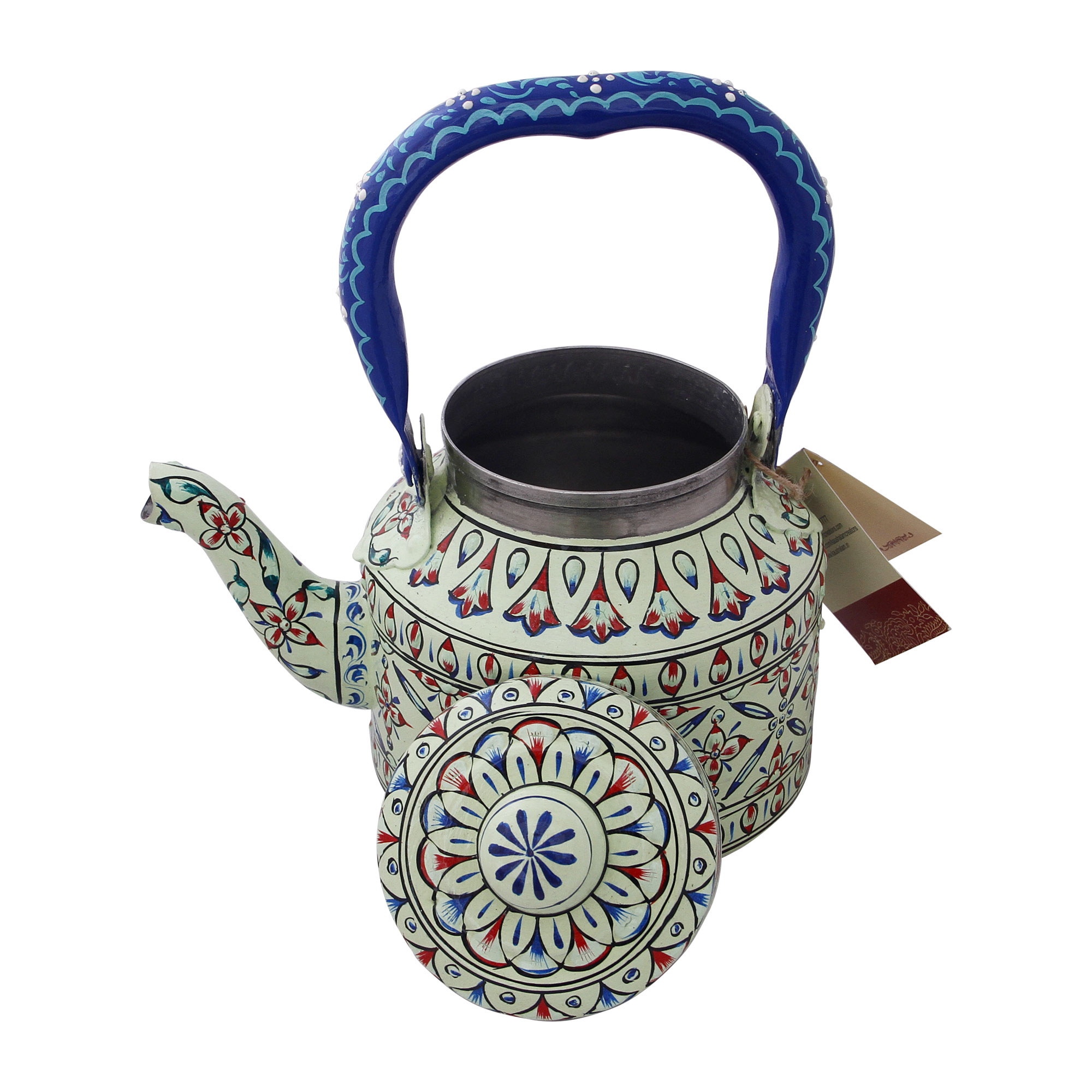Traditional Indian Art Hand-Painted Stainless Steel Tea Kettle – Saumya