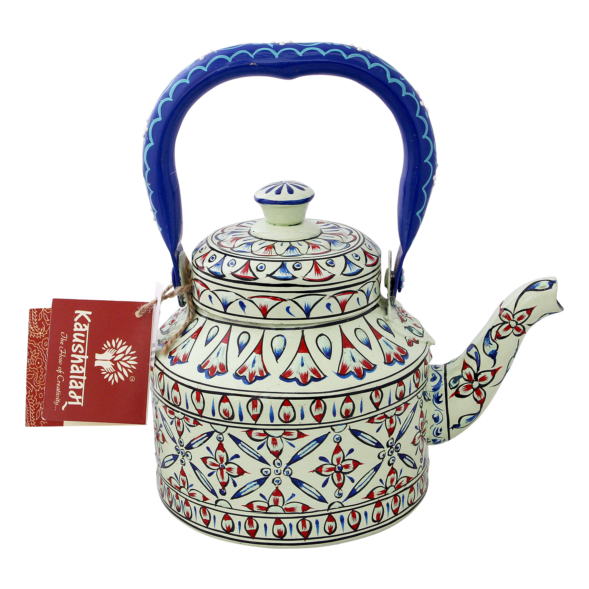 Traditional Indian Art Hand-Painted Stainless Steel Tea Kettle – Saumya