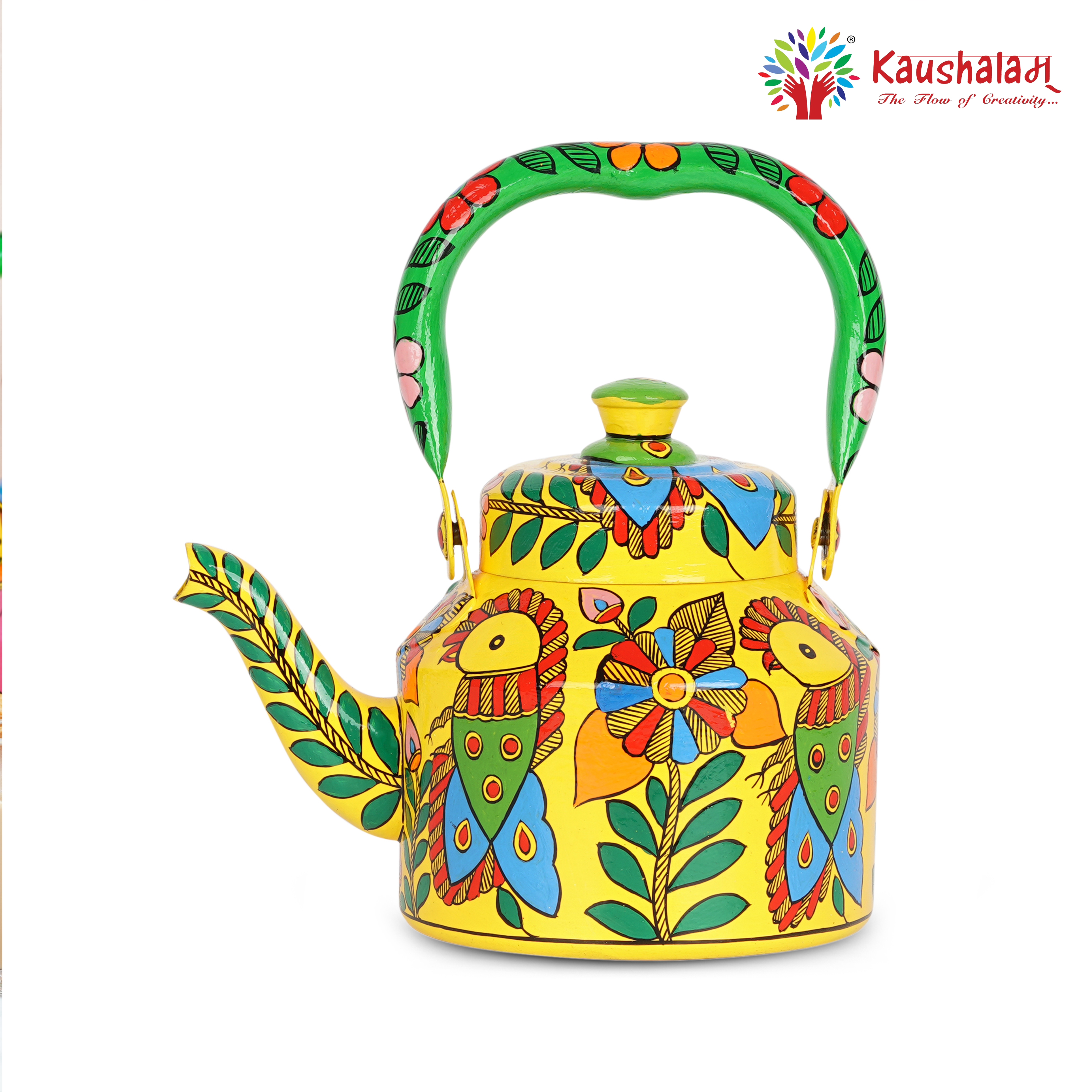 Handcrafted Stainless Steel Tea Kettle with Indian Art – Induction Safe: Tota - The Parrot
