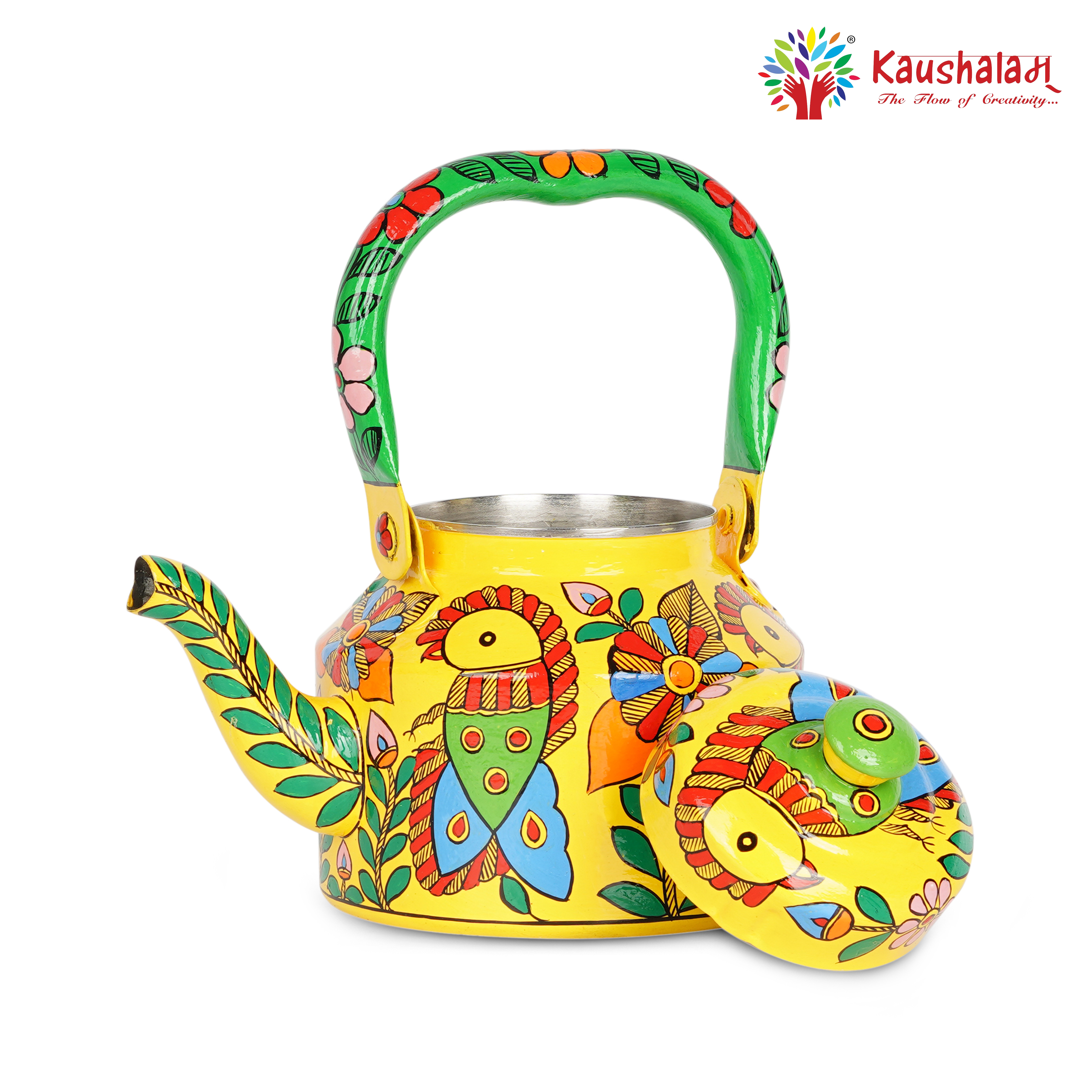 Handcrafted Stainless Steel Tea Kettle with Indian Art – Induction Safe: Tota - The Parrot