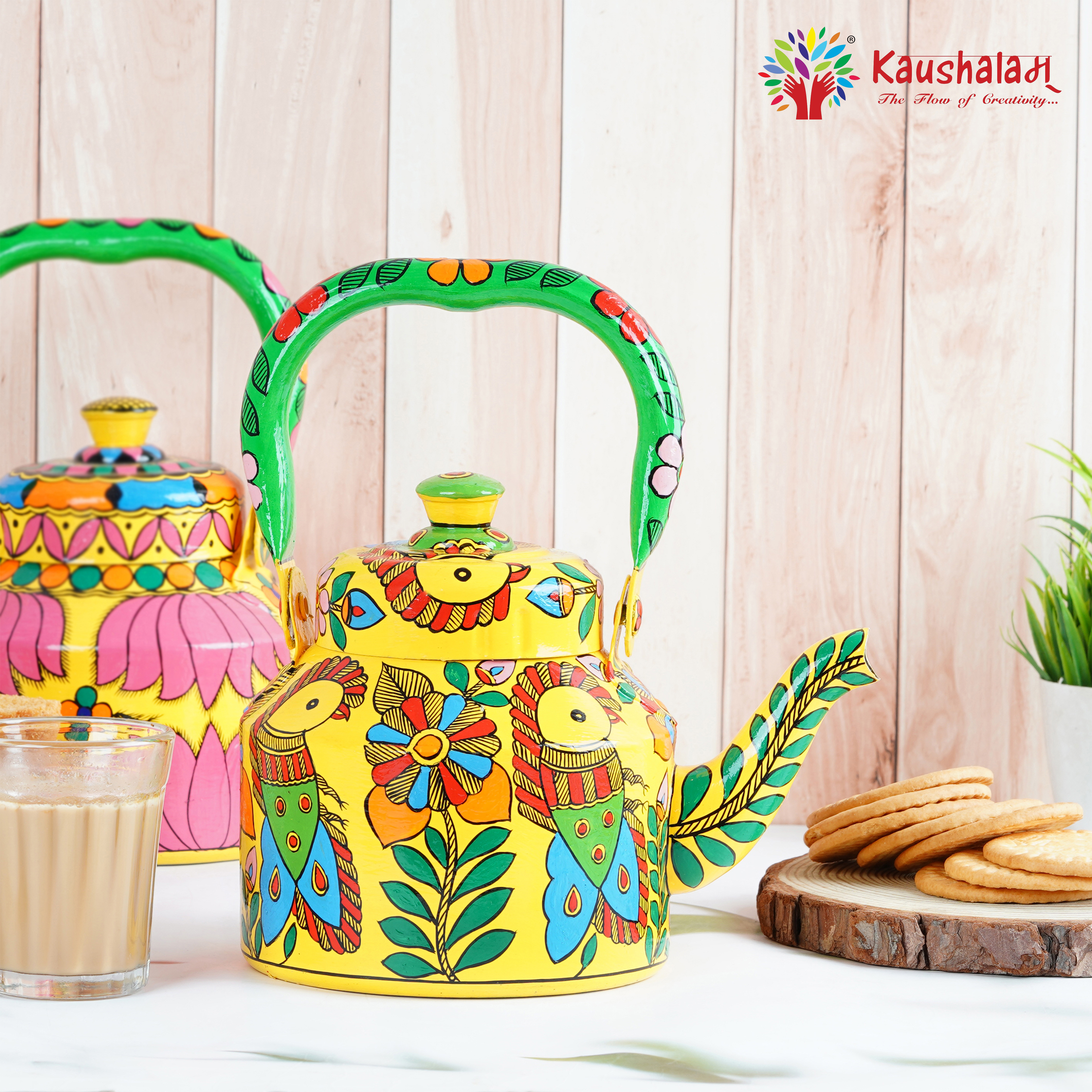 Handcrafted Stainless Steel Tea Kettle with Indian Art – Induction Safe: Tota - The Parrot