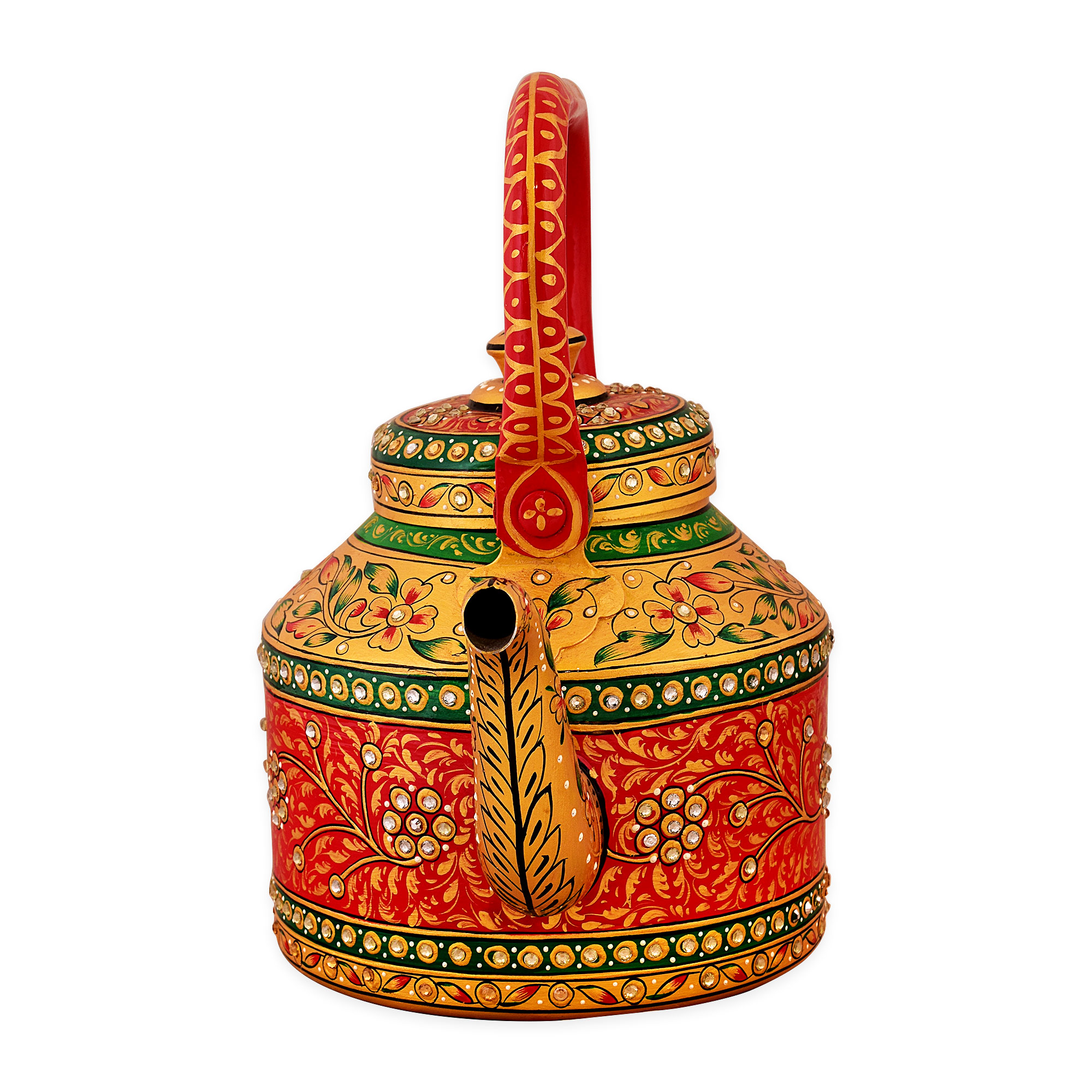 Vibrant Hand-Painted Tea Kettle with Indian Art 3 liters– The Majestic