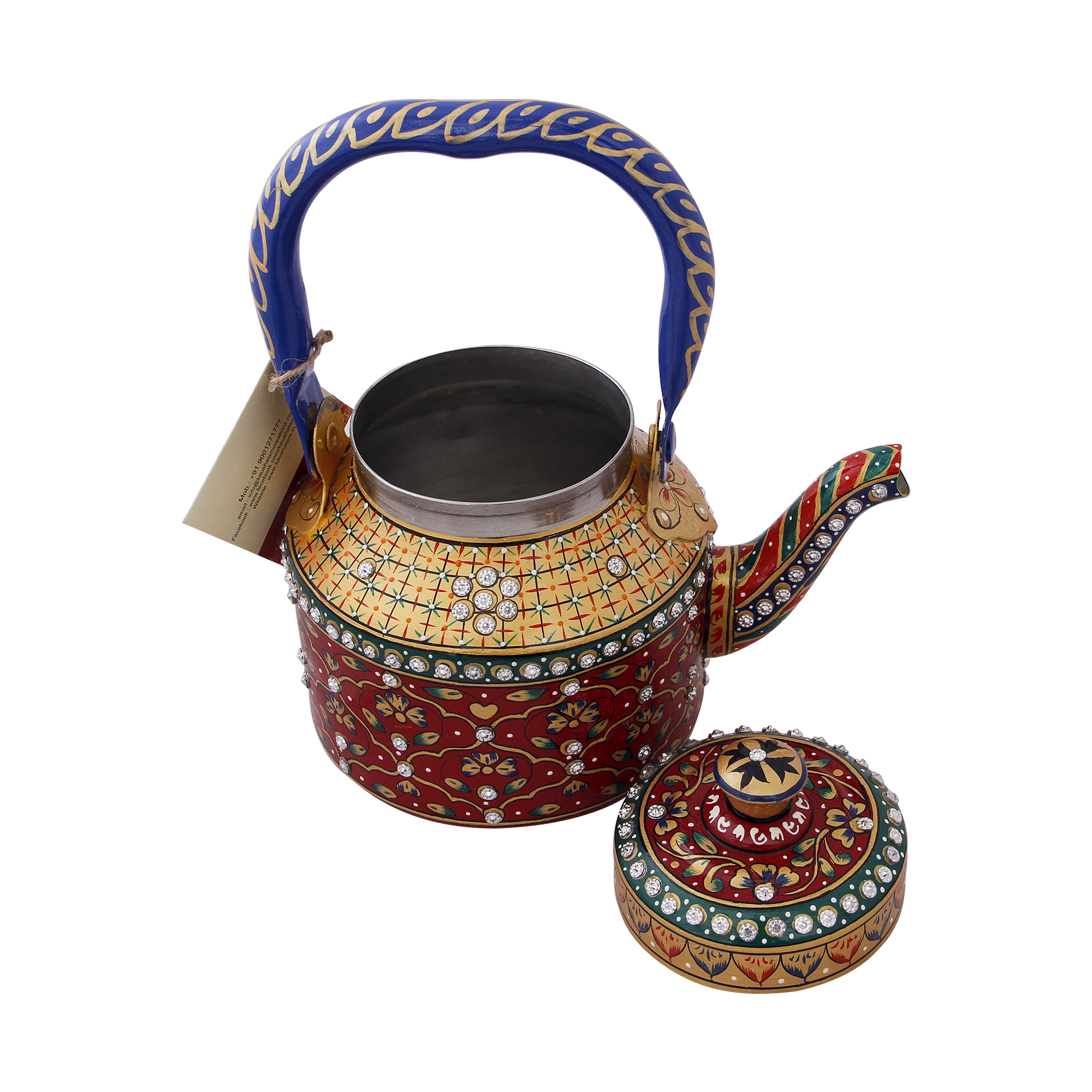 Indian Artistic Hand-Painted Stainless Steel Tea Kettle –  Meraki