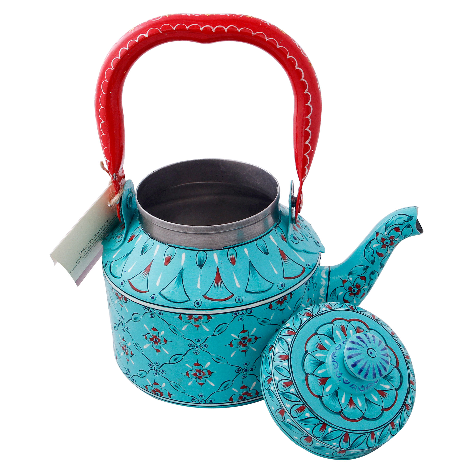 Stainless Steel Tea Kettle with Colorful Indian Art – Induction Compatible: Sahar